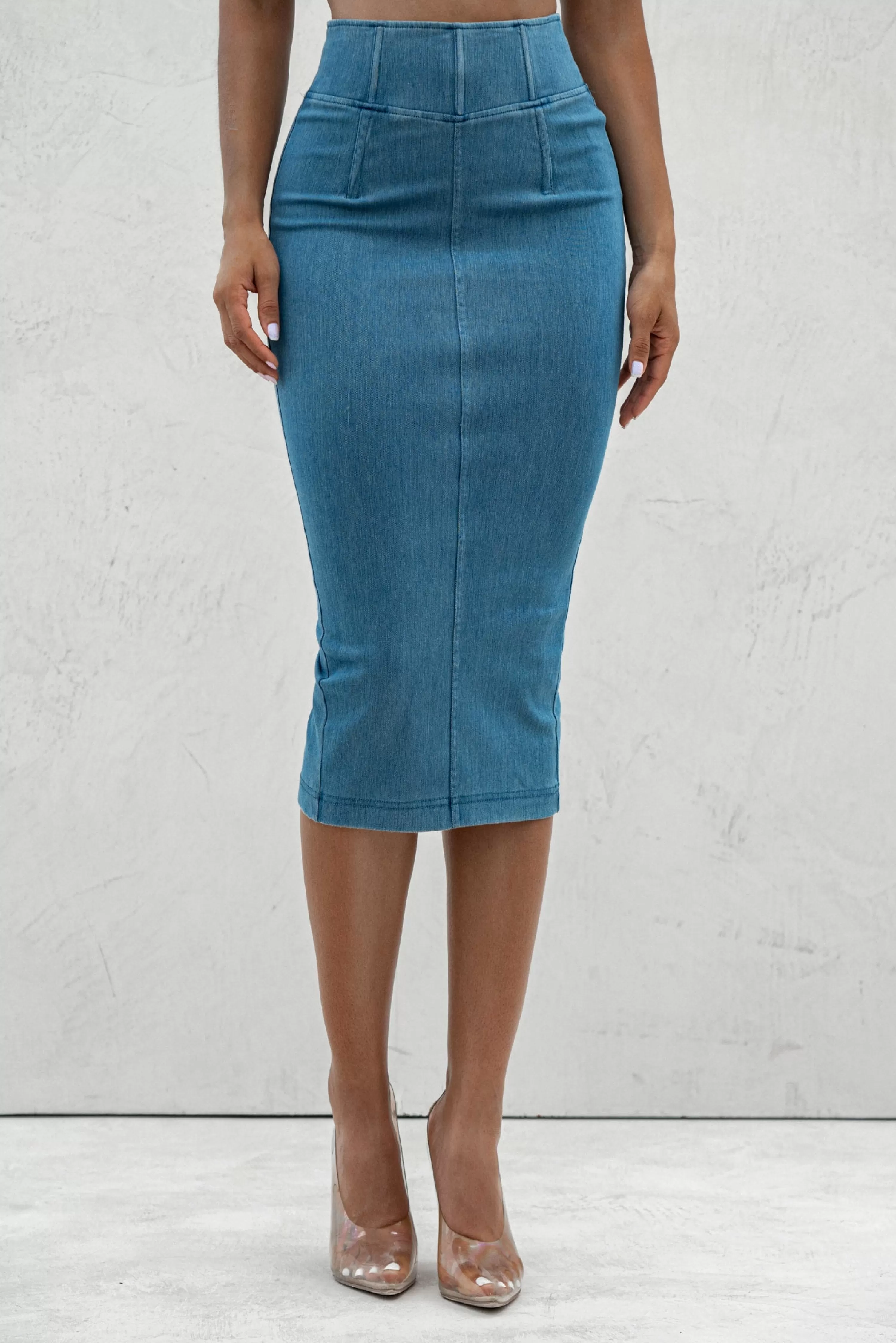 JLUXLABEL ANITA LONG DENIM SKIRT