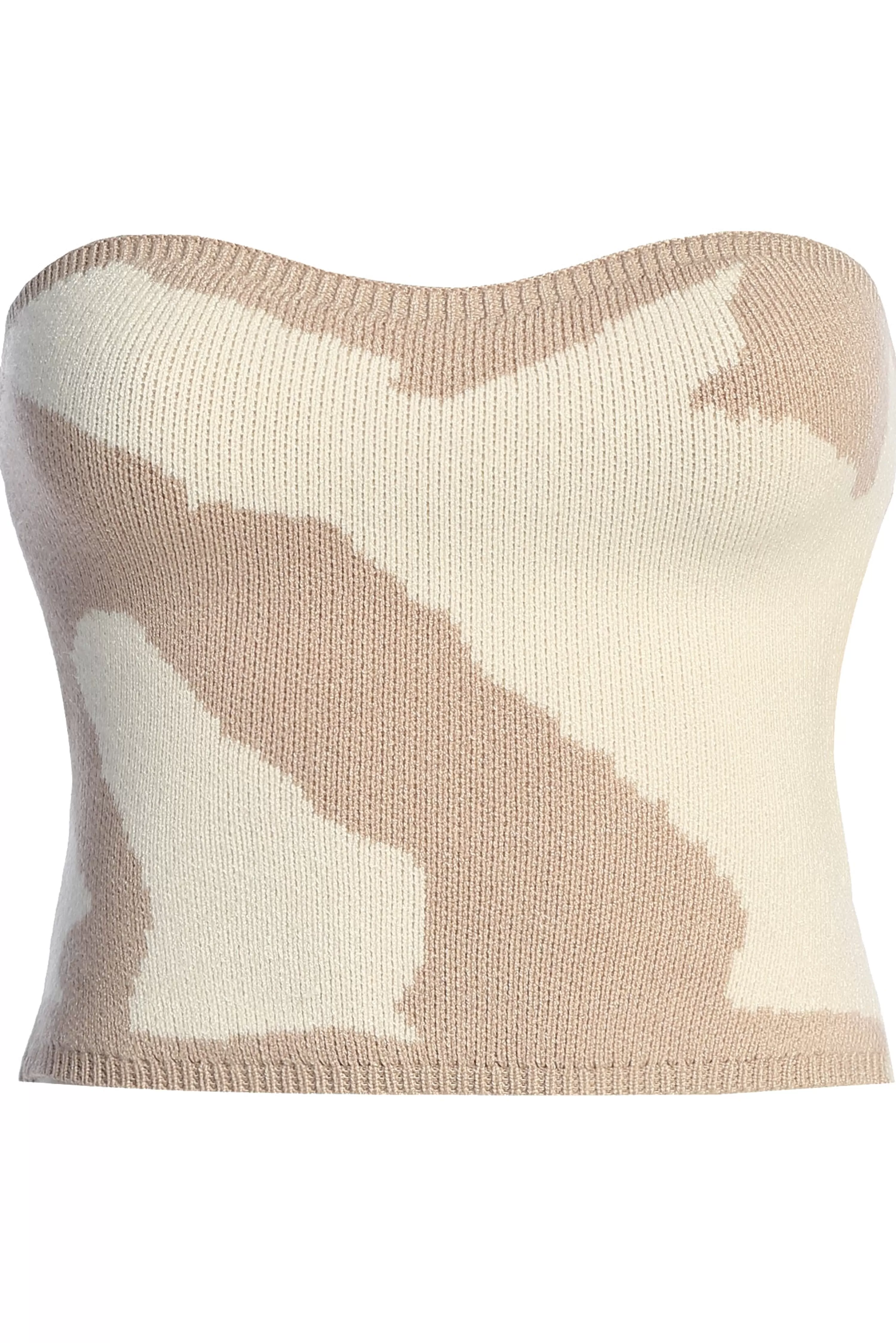 JLUXLABEL Beige Abstract Tropic Oasis Top