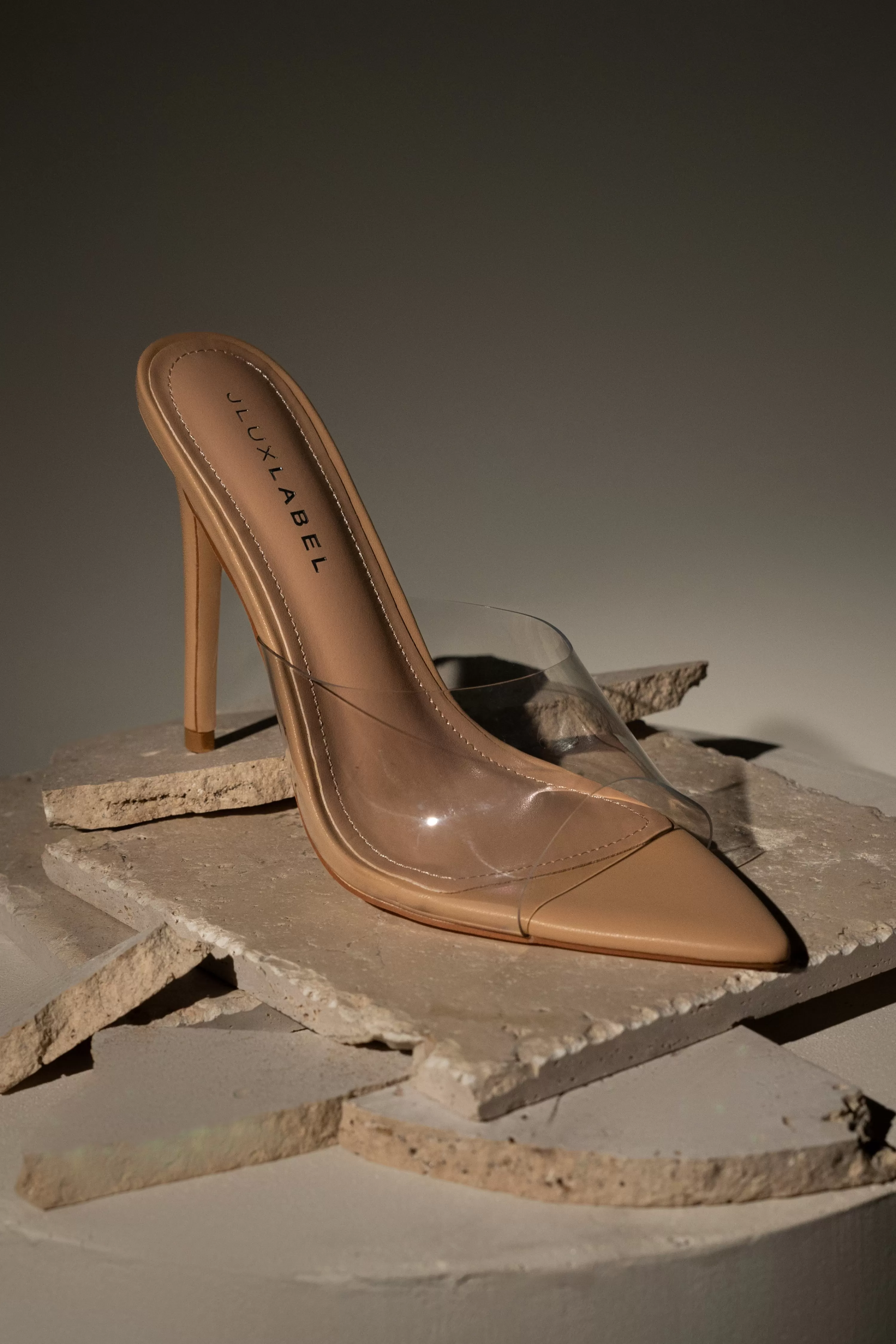 JLUXLABEL Beige Adora Clear Strap Heel