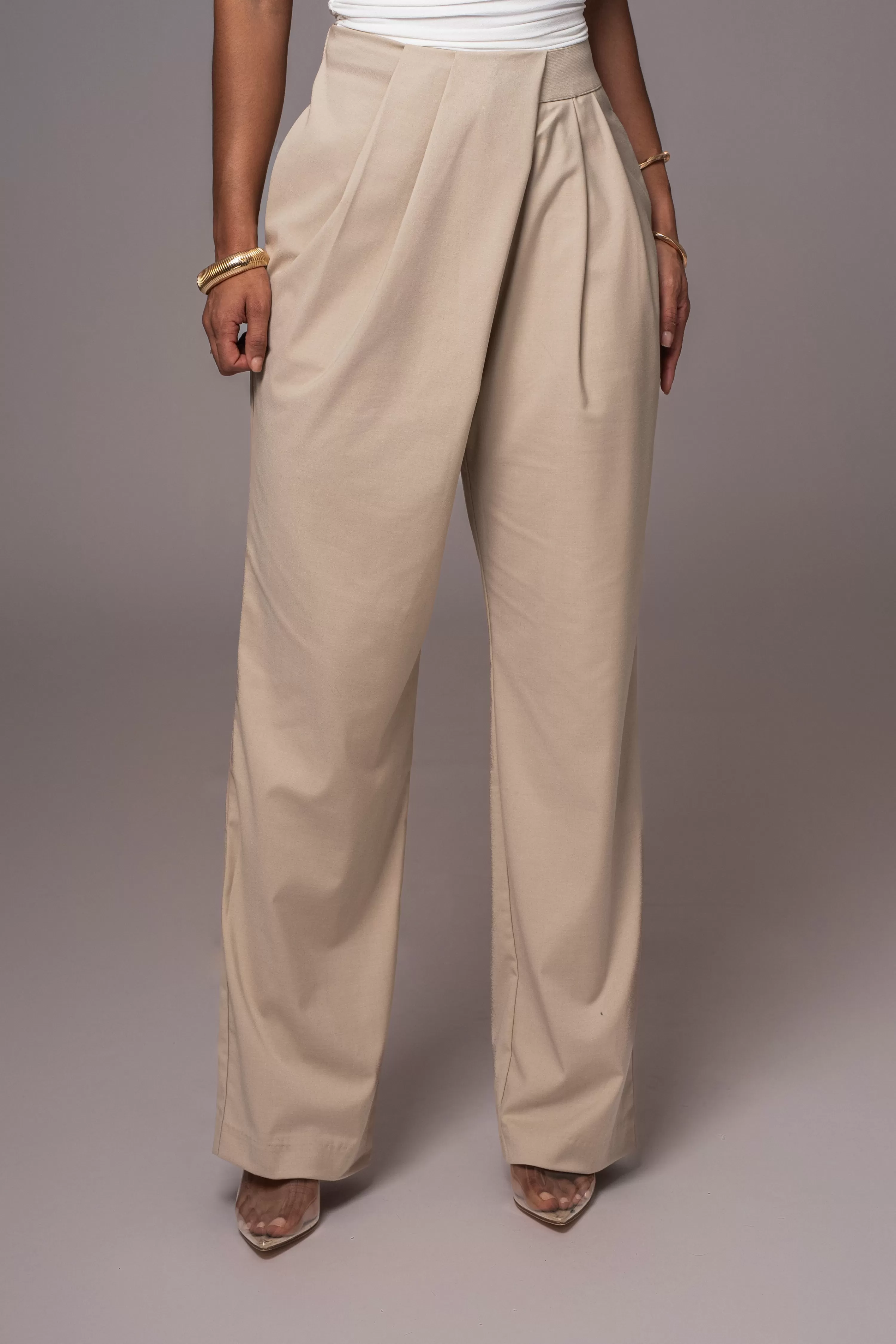 JLUXLABEL Beige Asymmetrical Draped Trousers