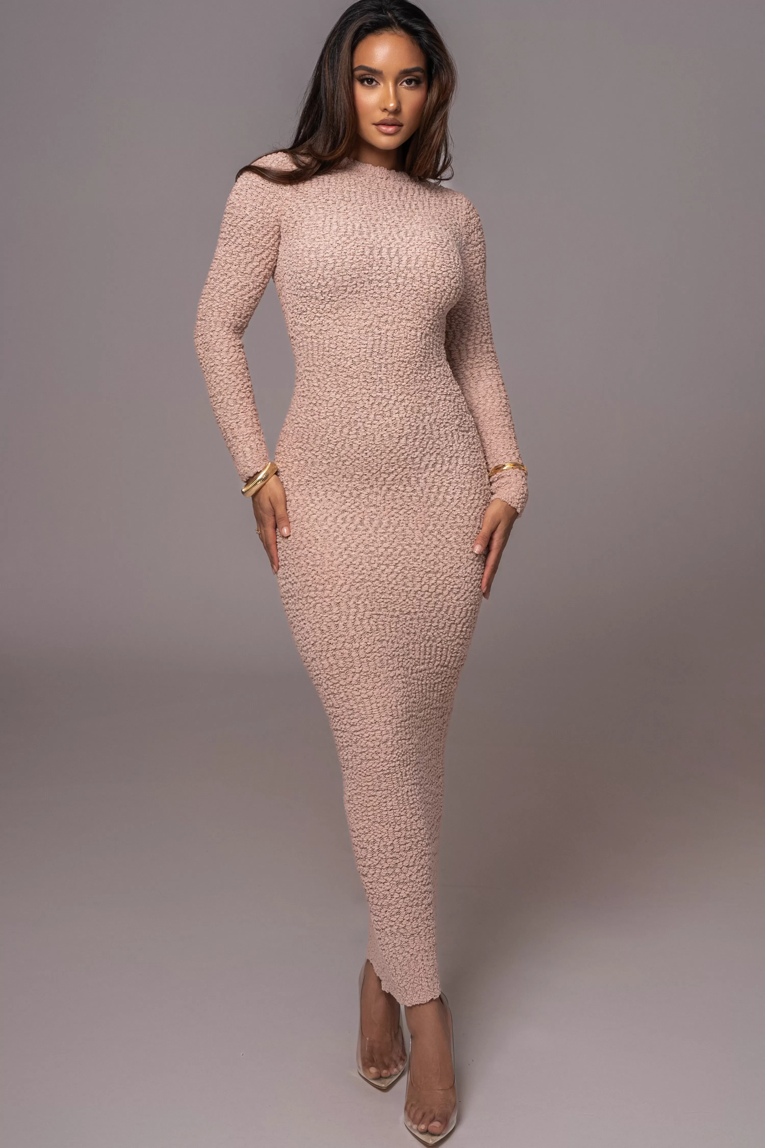 JLUXLABEL Beige Autumn Knit Maxi Dress