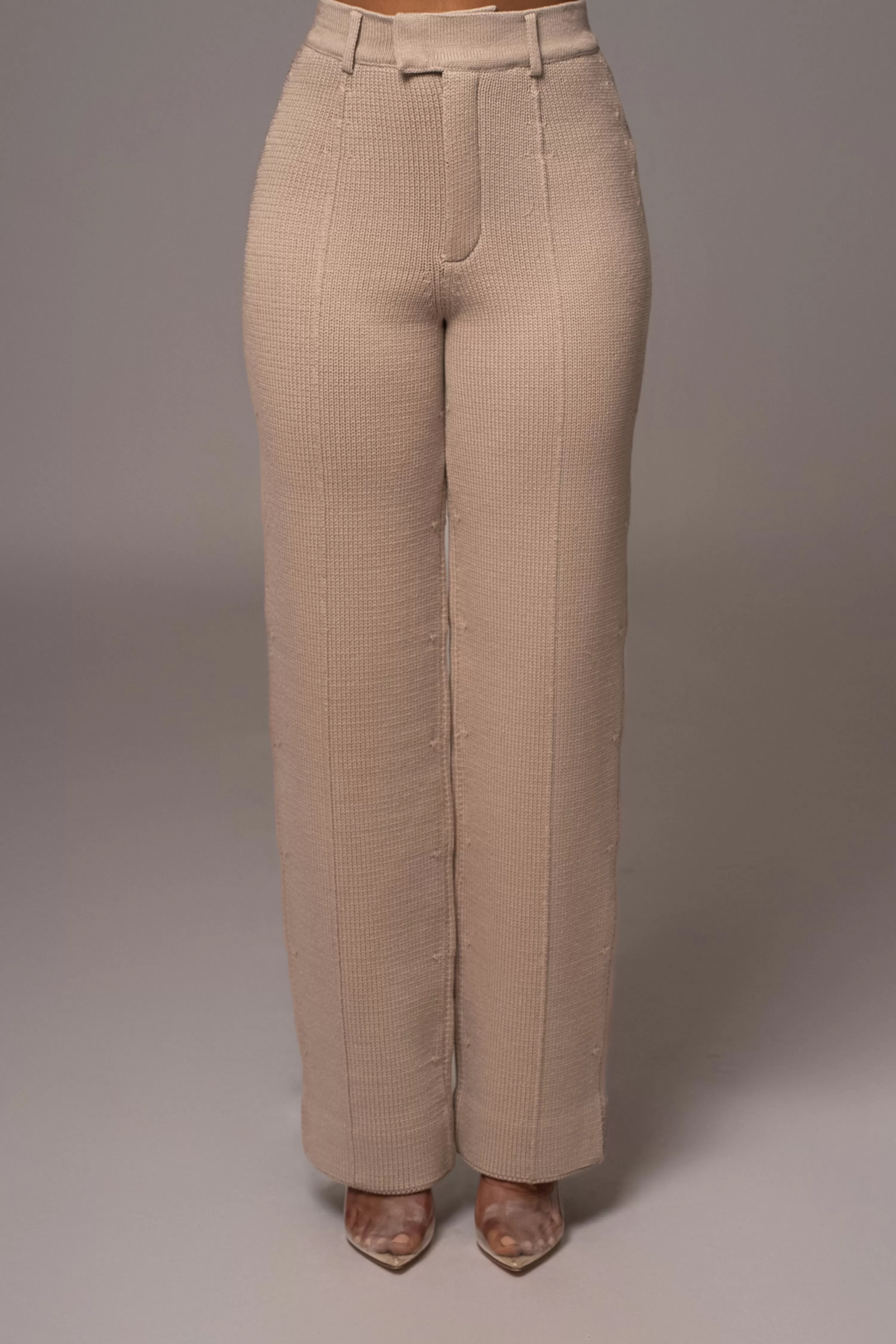 JLUXLABEL Beige Back In Business Knit Trousers