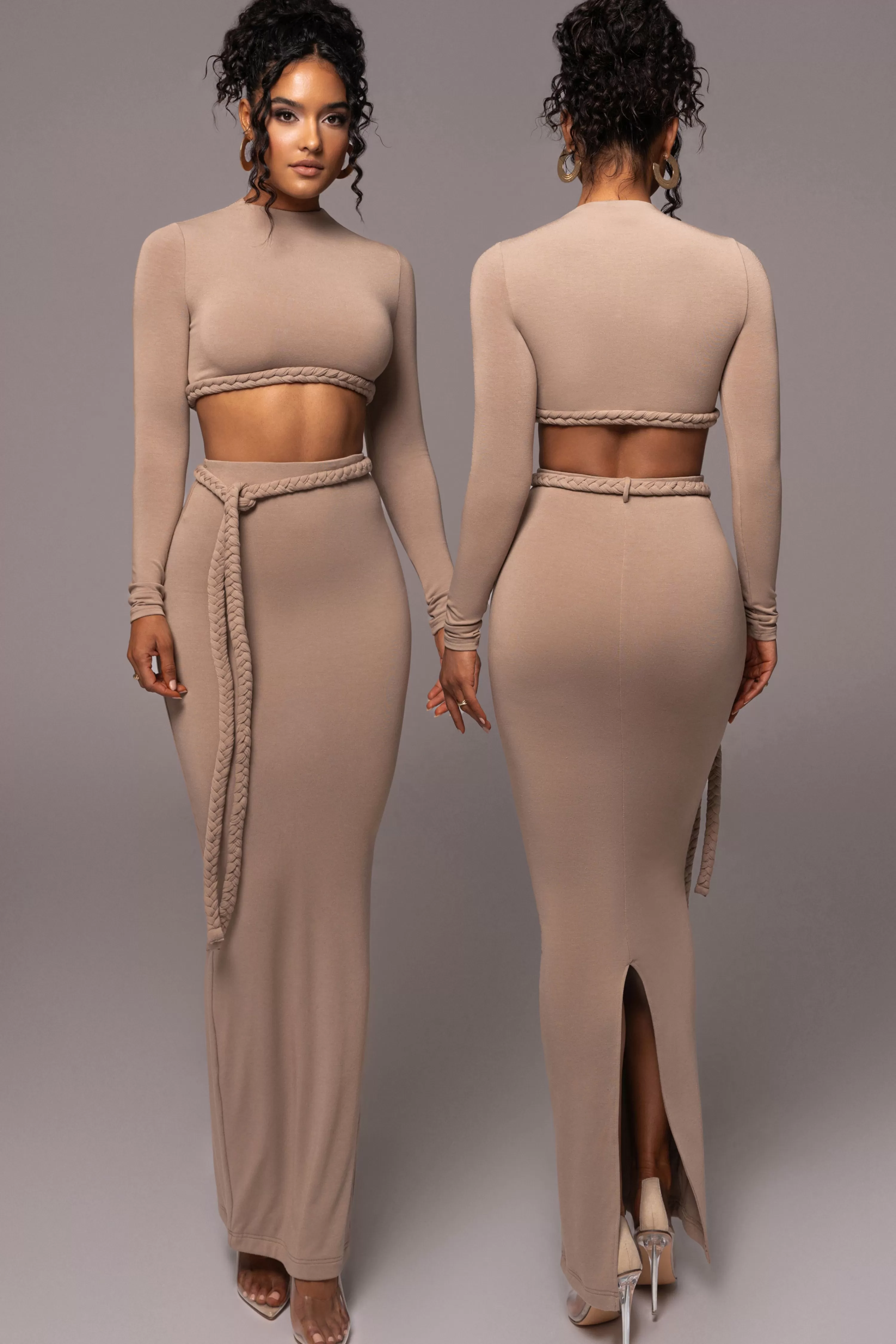 JLUXLABEL Beige City Love Two-Piece Skirt Set