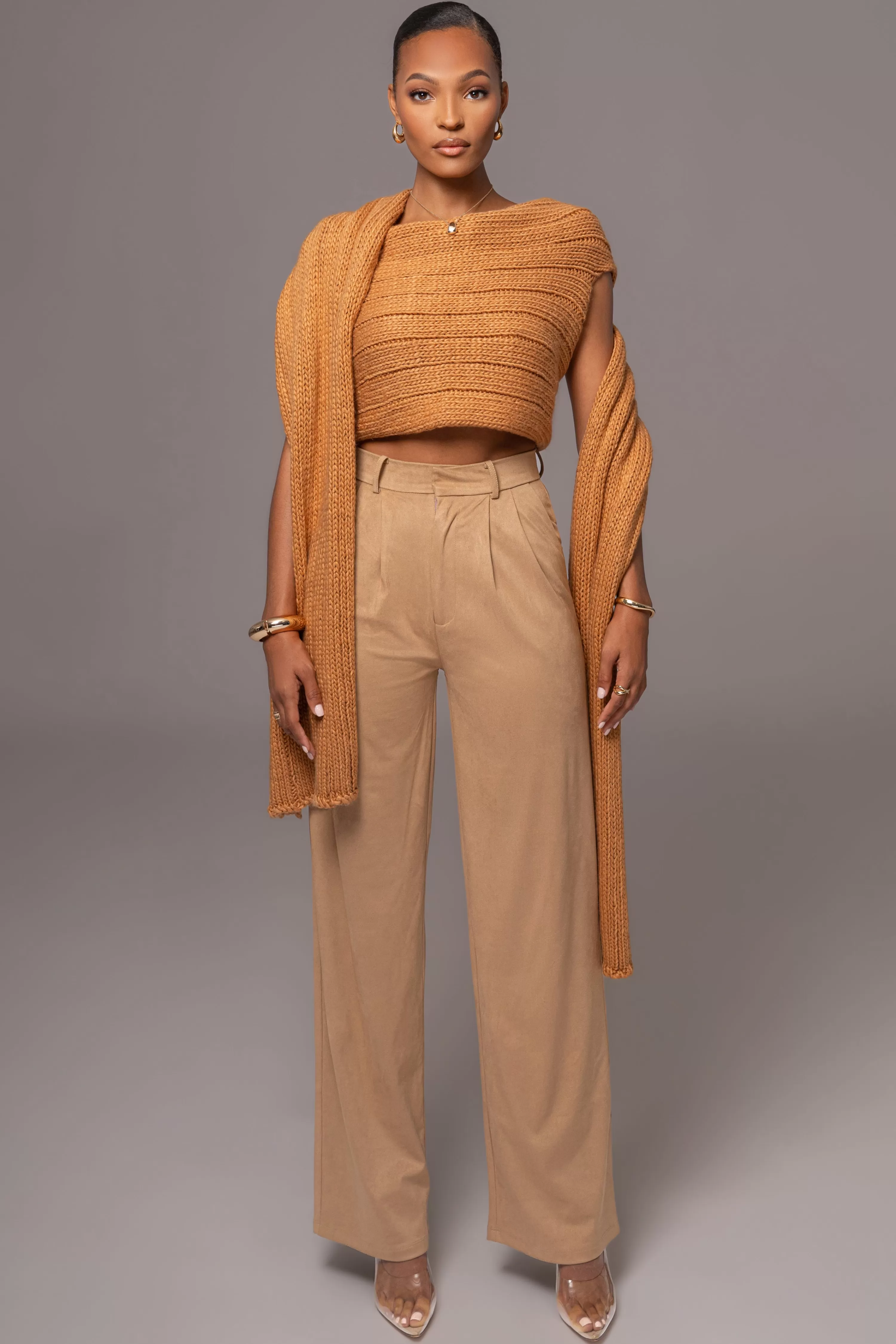 JLUXLABEL Beige Classic High Rise Trousers