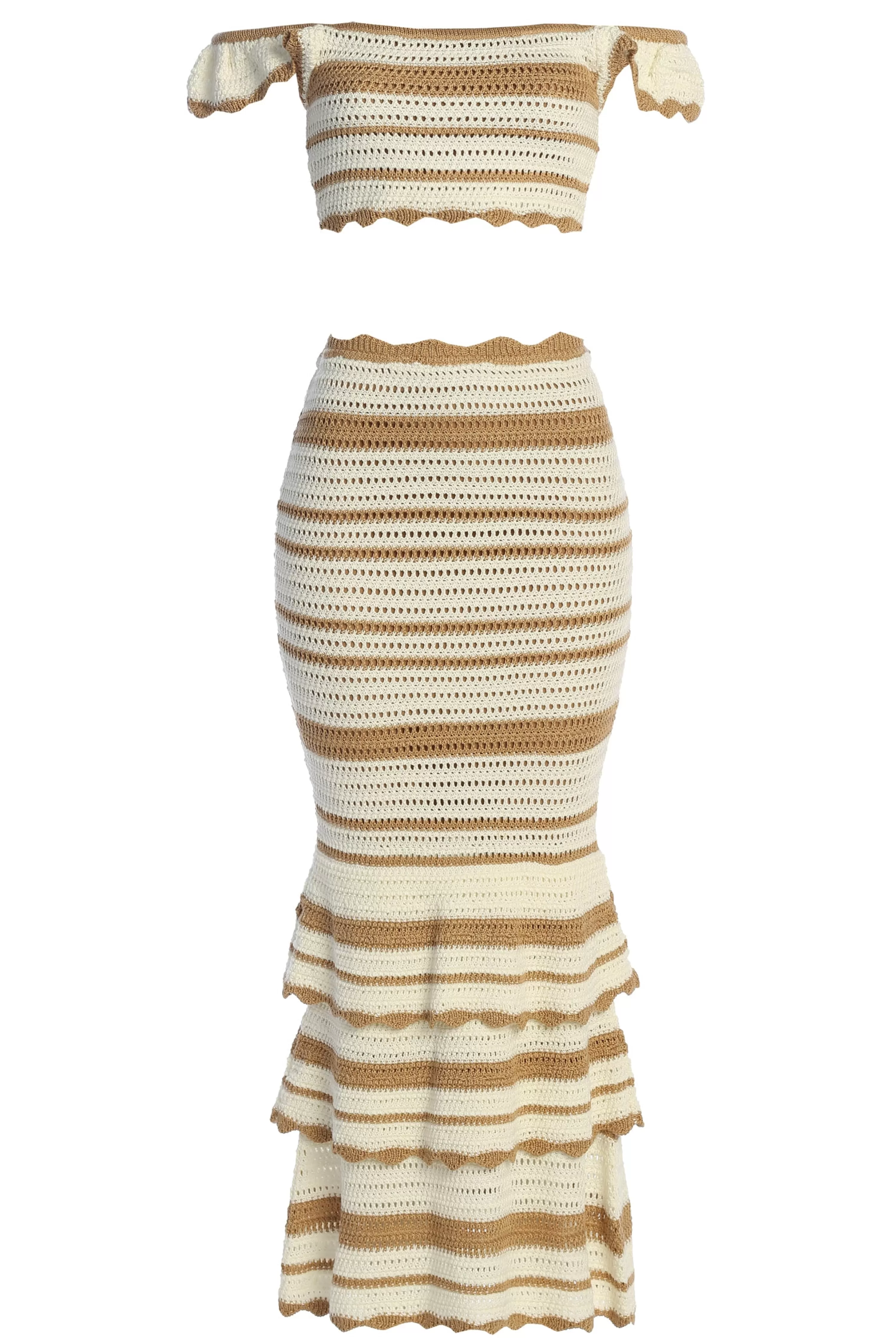 JLUXLABEL Beige Corazon Ruffle Skirt Set