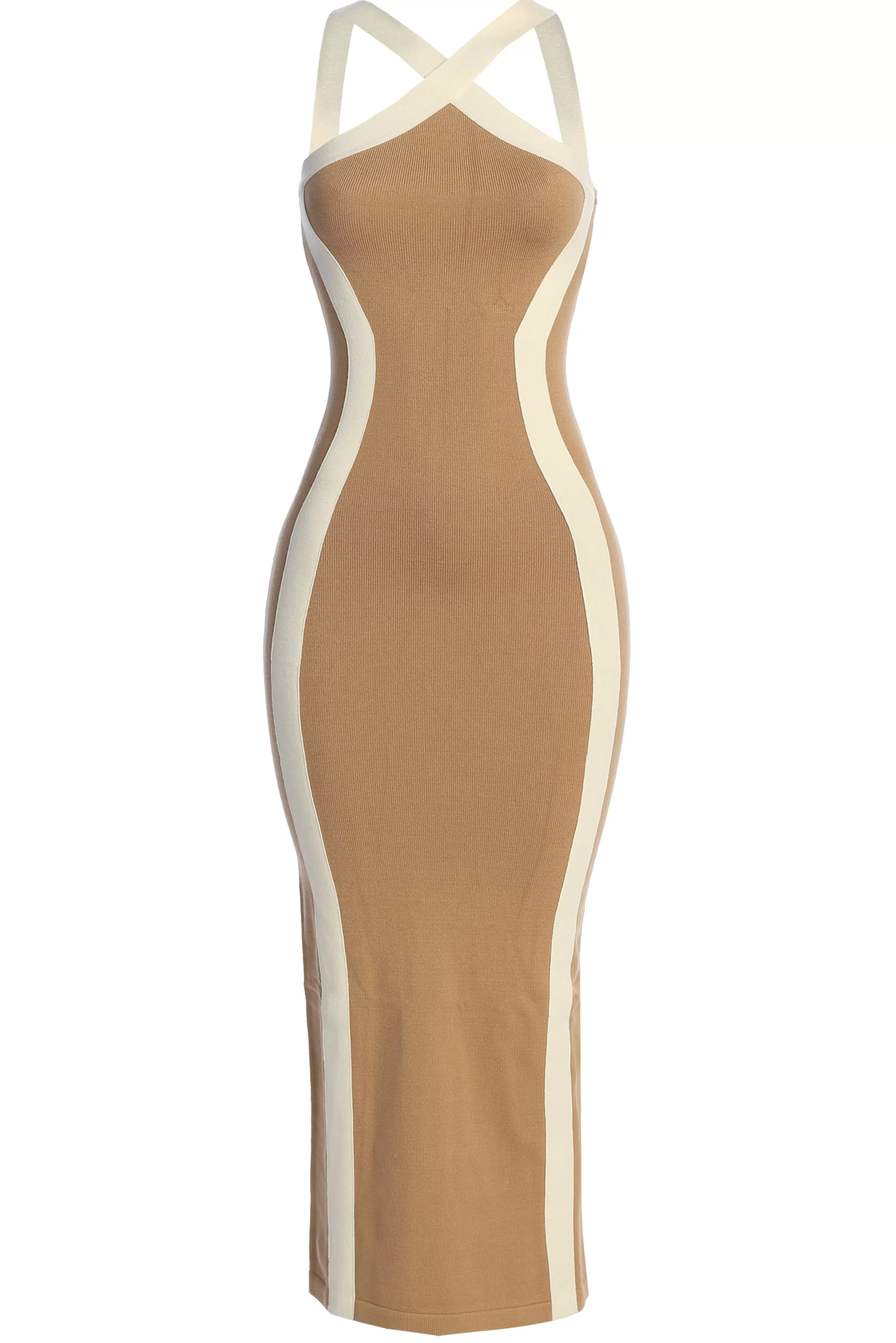 JLUXLABEL Beige Fabiola Contrast Maxi Dress