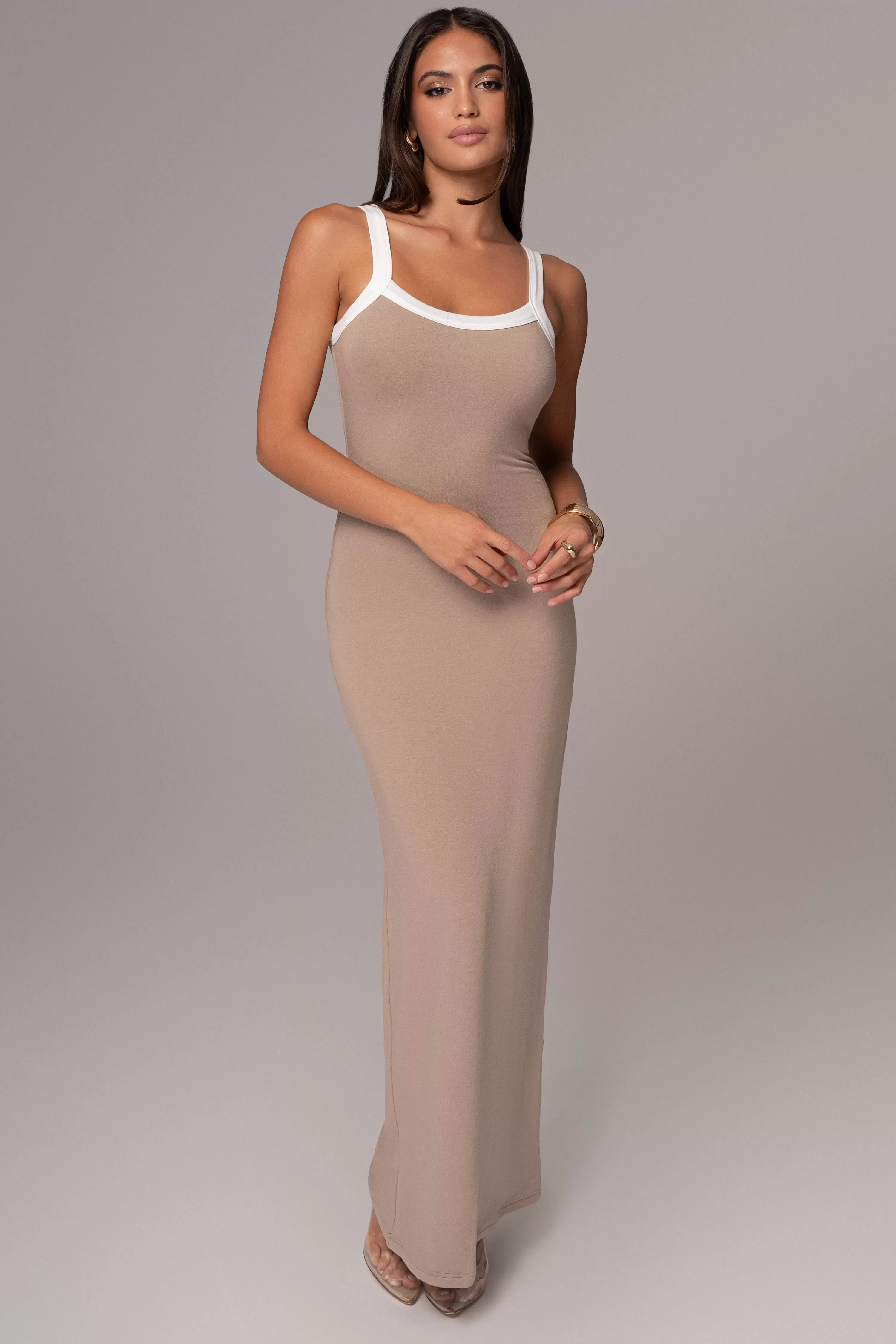 JLUXLABEL Beige Francesca Contrast Maxi Dress