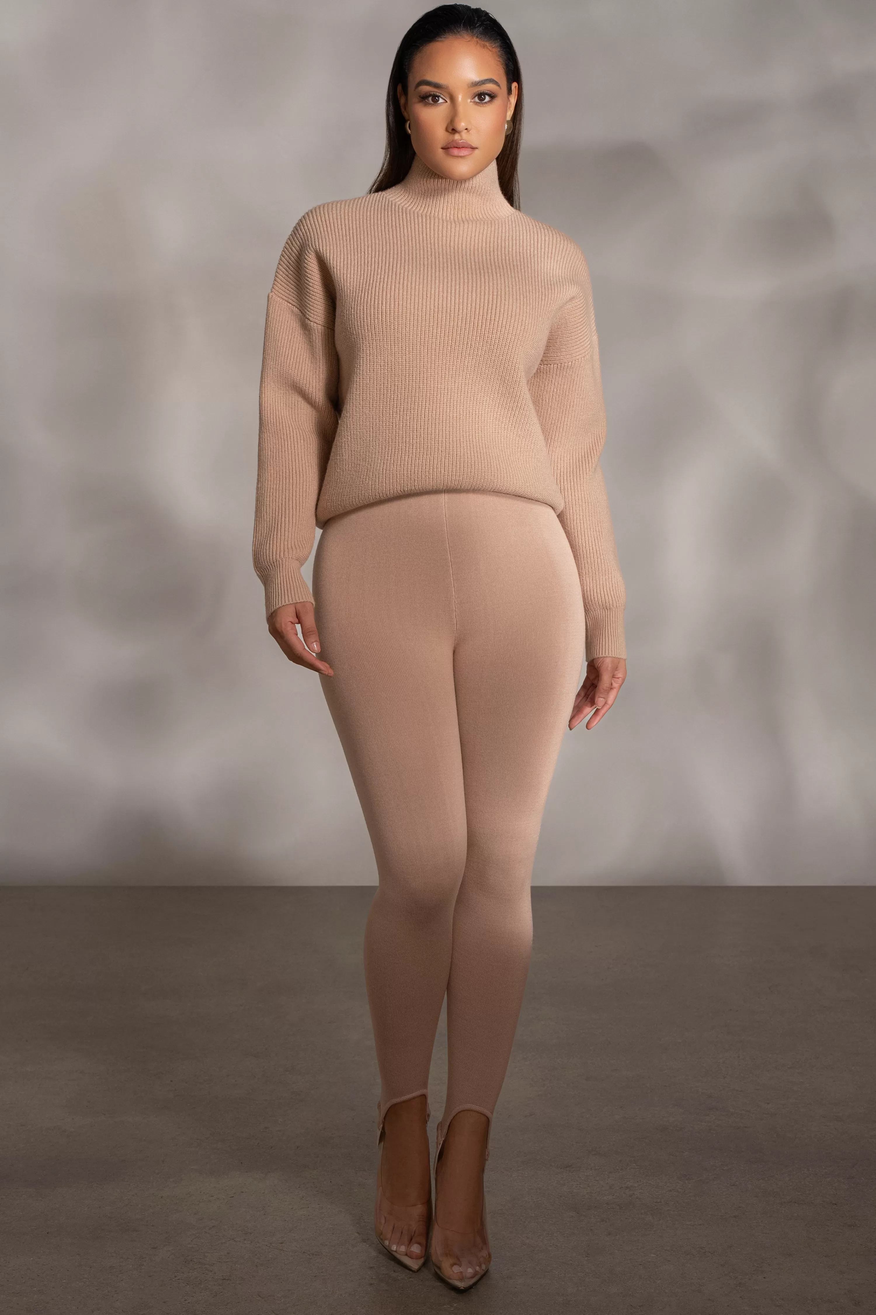 JLUXLABEL Beige Jenni Turtleneck Sweater Top