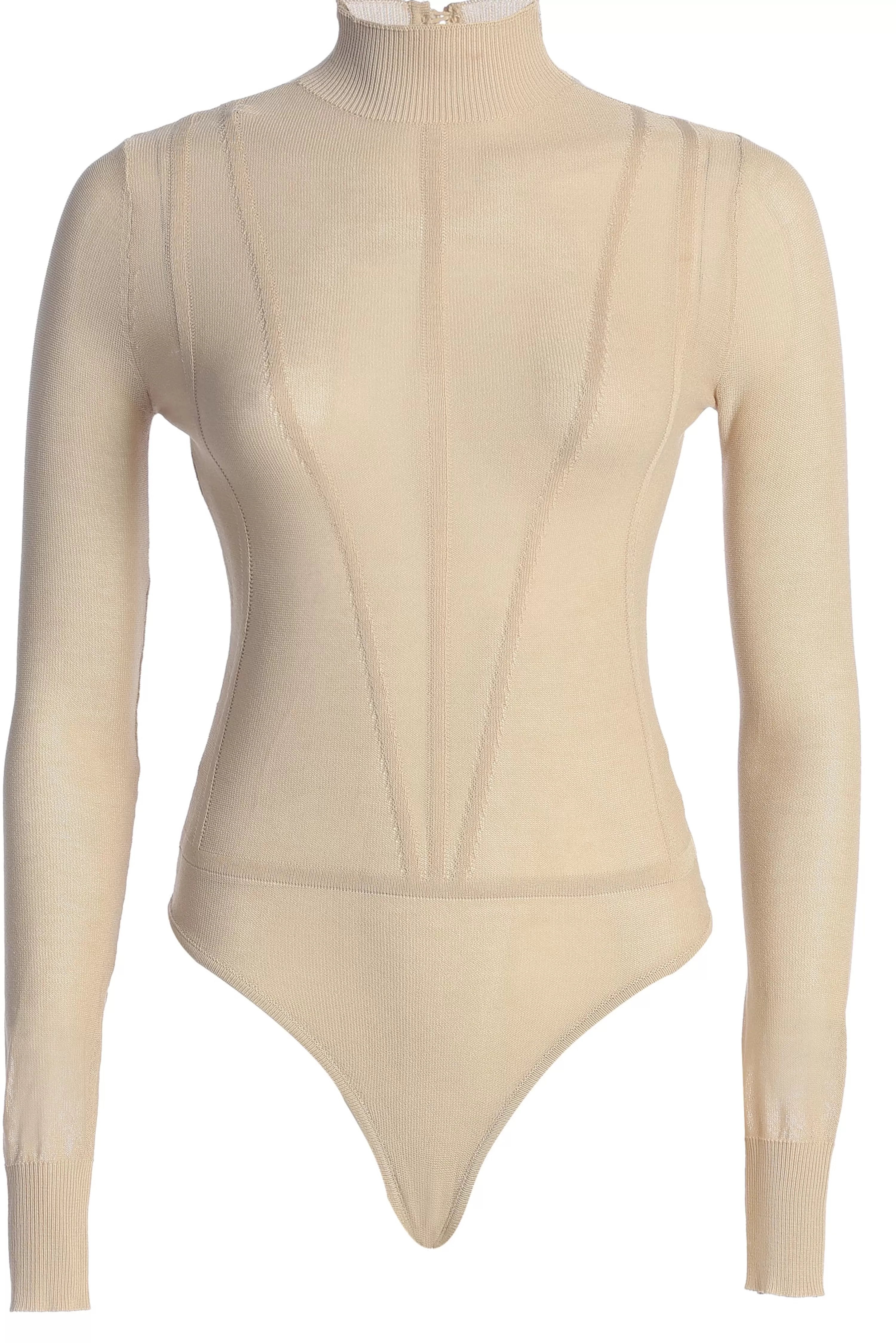 JLUXLABEL Beige Lori Sheer Knit Bodysuit