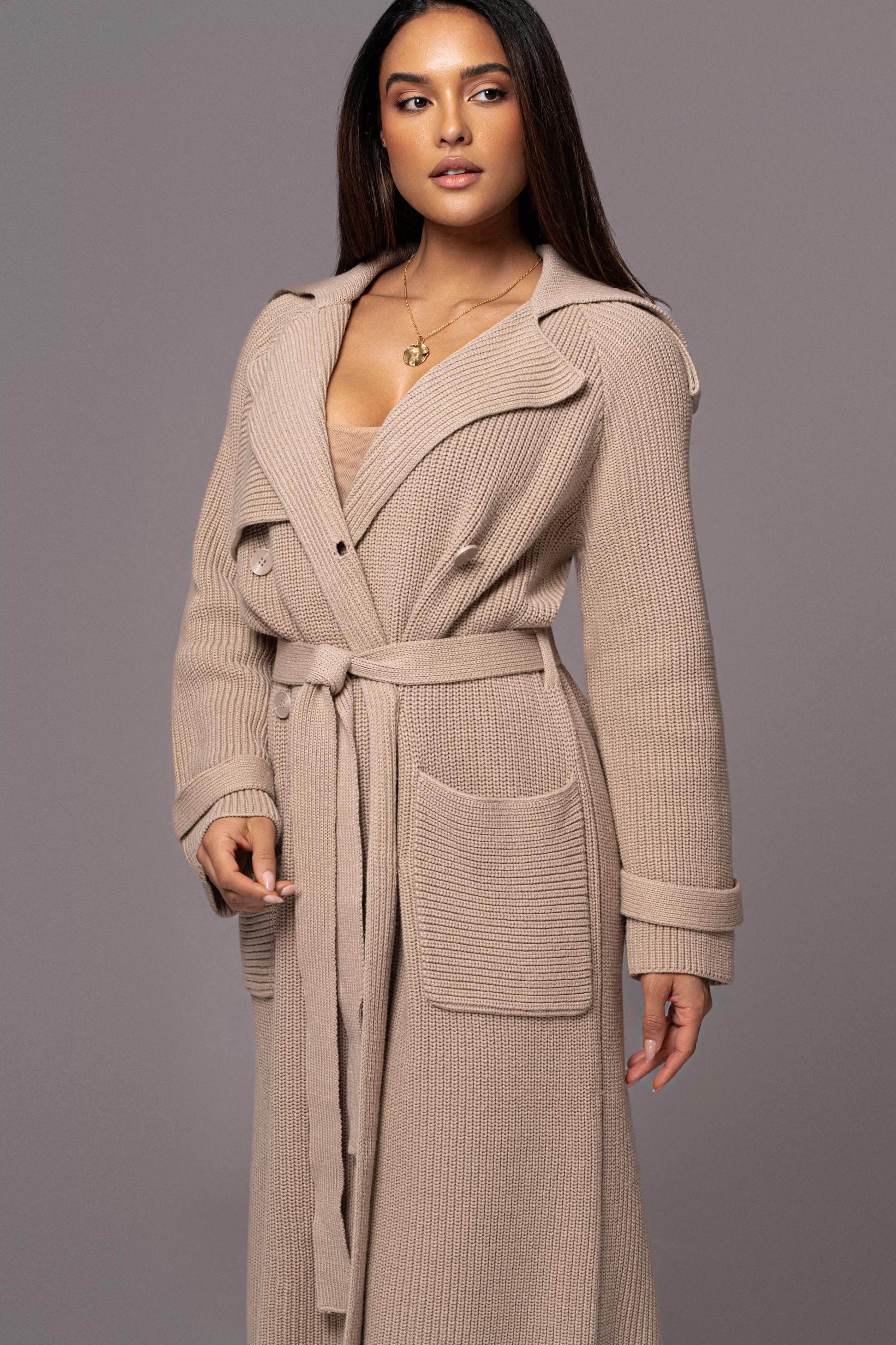 JLUXLABEL Beige Maxinne Knit Coat