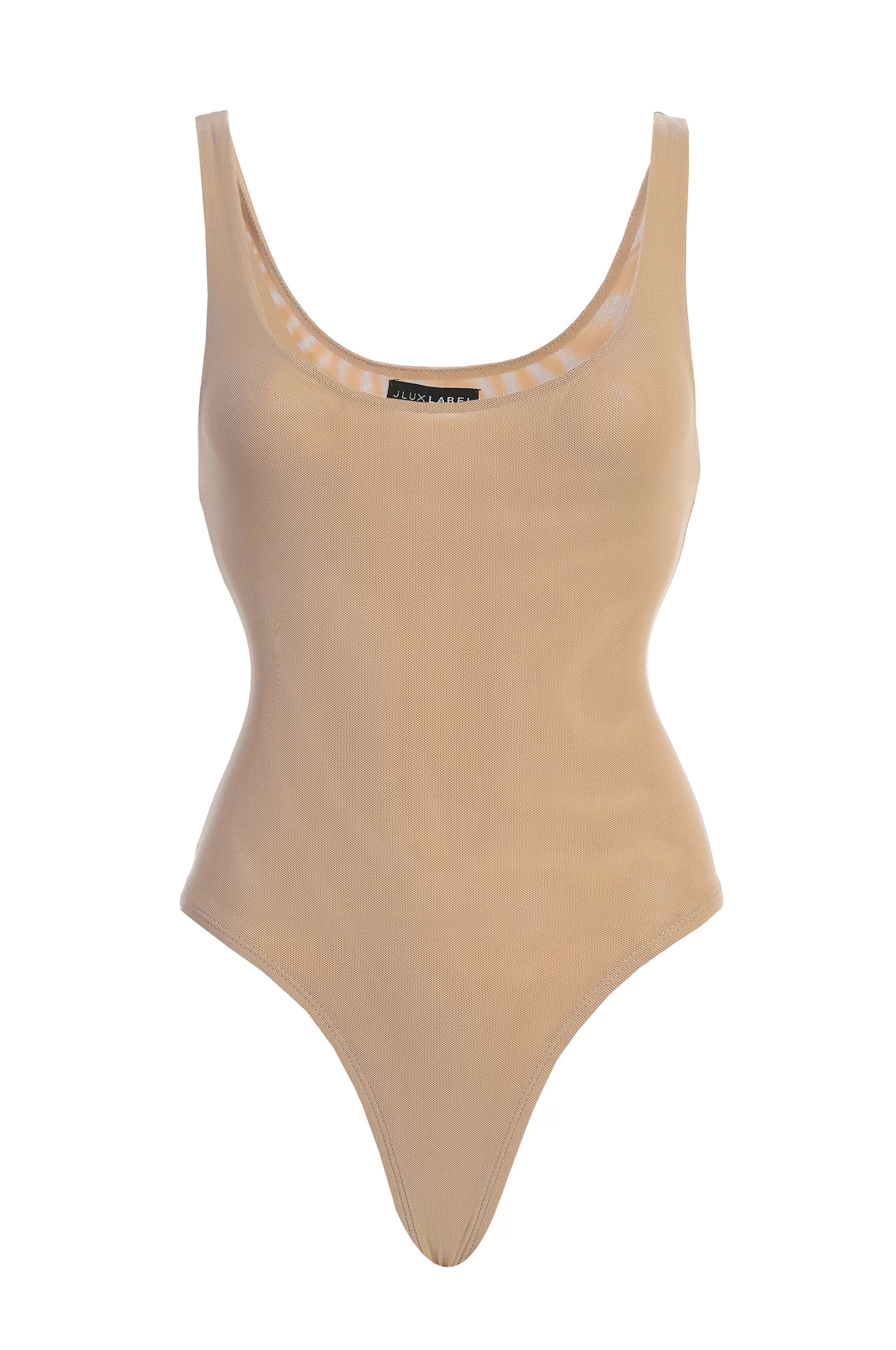 JLUXLABEL Beige Mesh Essentials Tank Bodysuit Undergarment