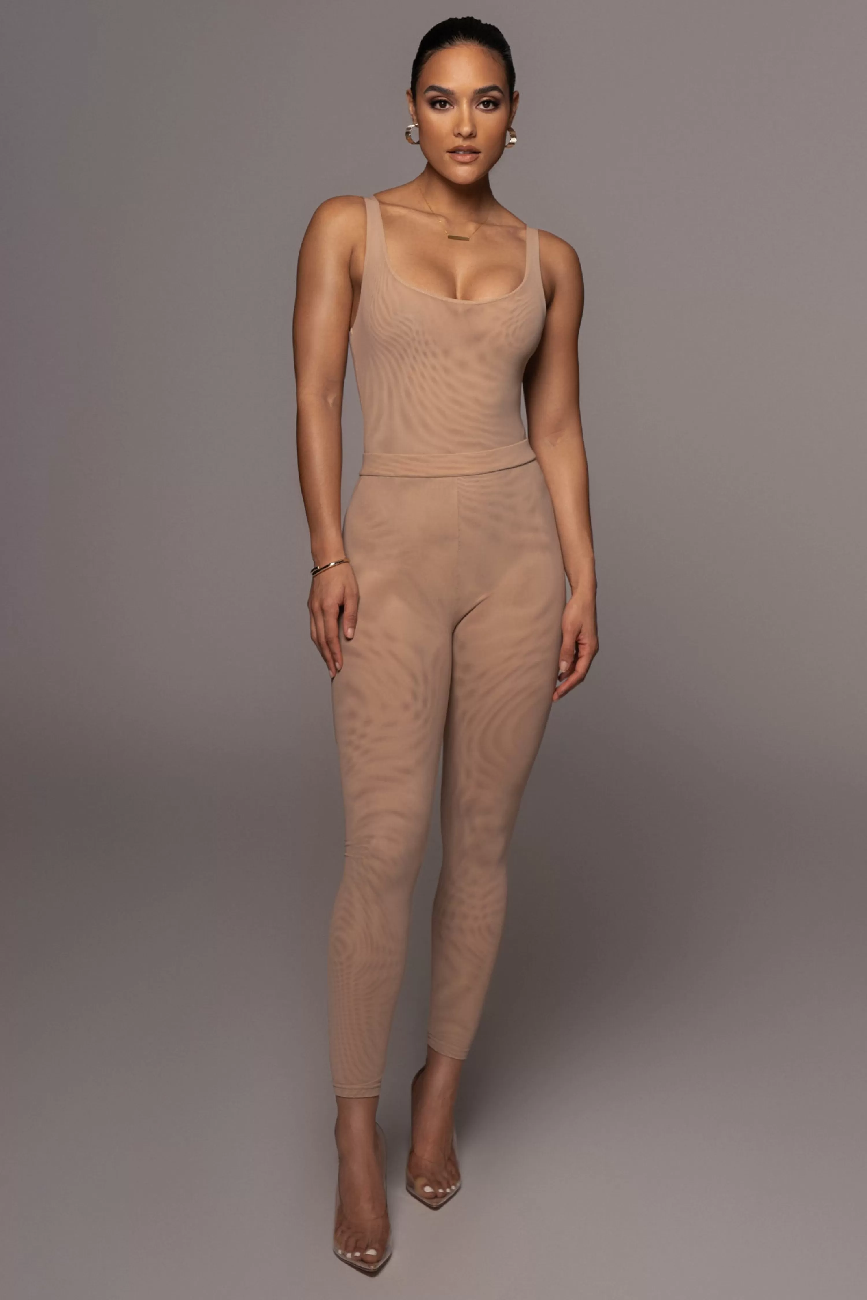 JLUXLABEL Beige Nina Mesh Pants