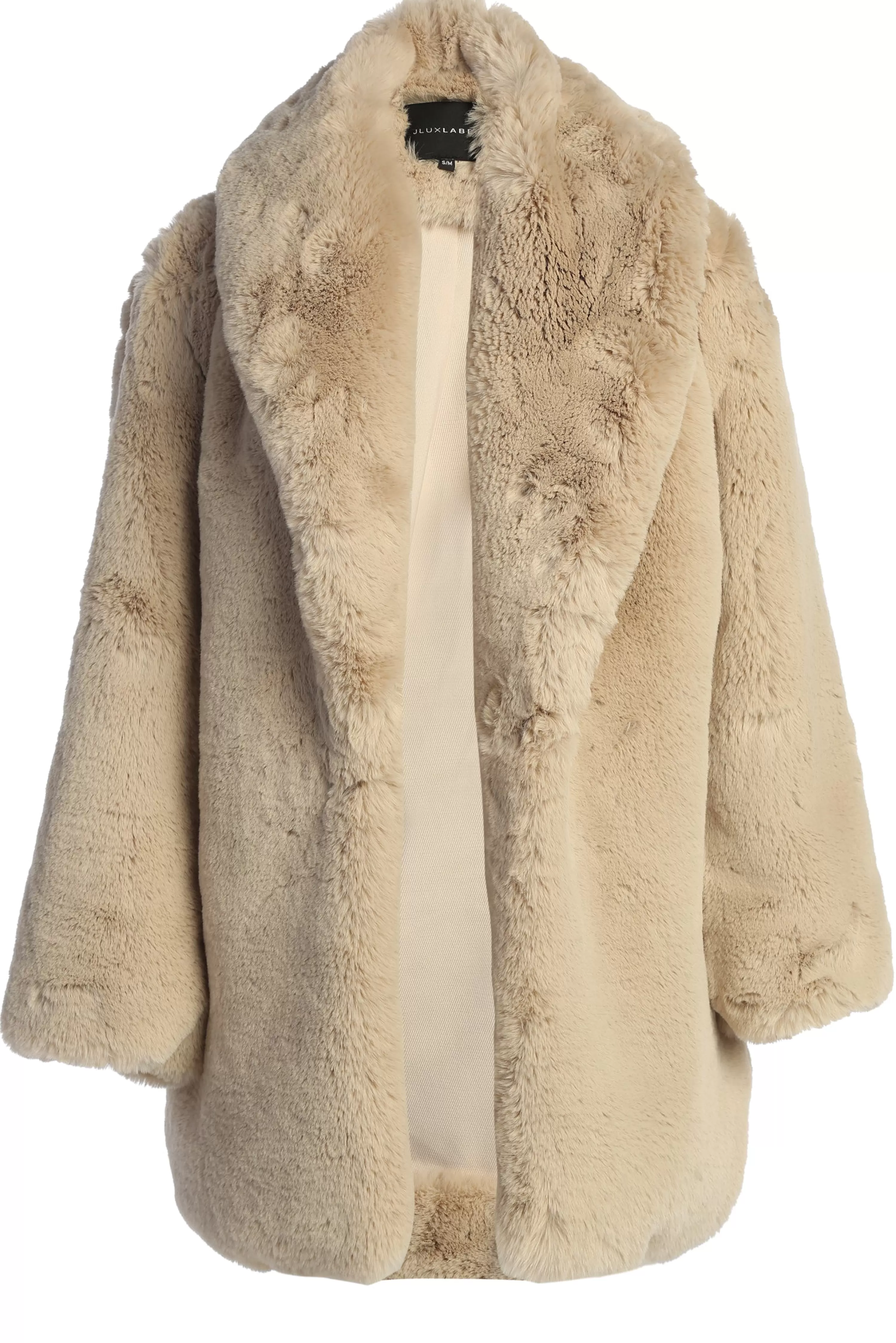 JLUXLABEL Beige Refined Faux Fur Oversized Coat