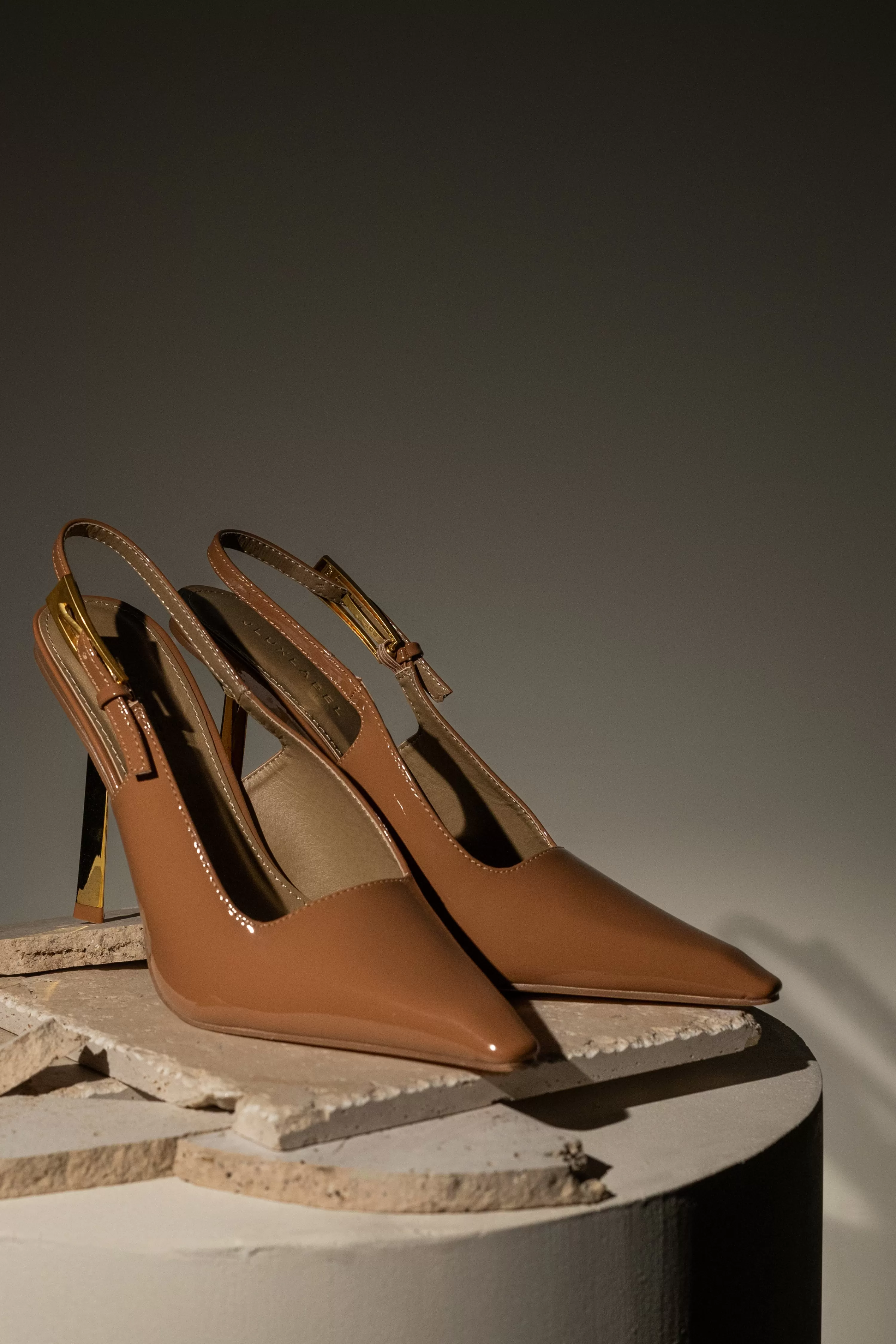 JLUXLABEL Beige Slingback Pointed Toe Pumps