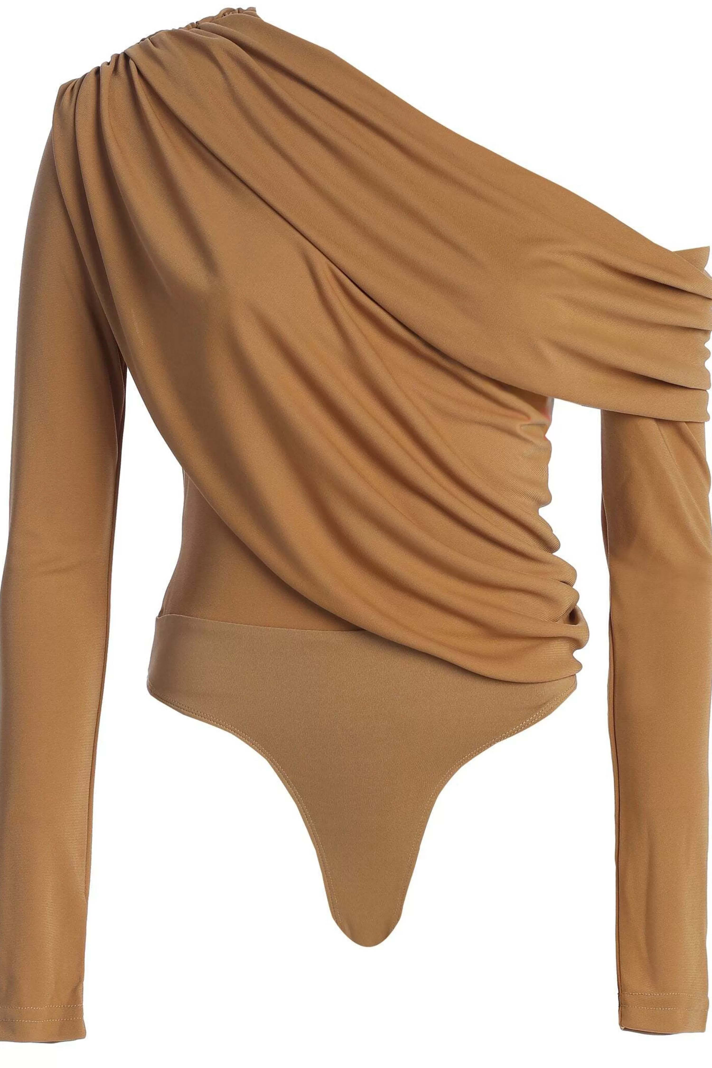 JLUXLABEL Beige Ultra High Neck Bodysuit