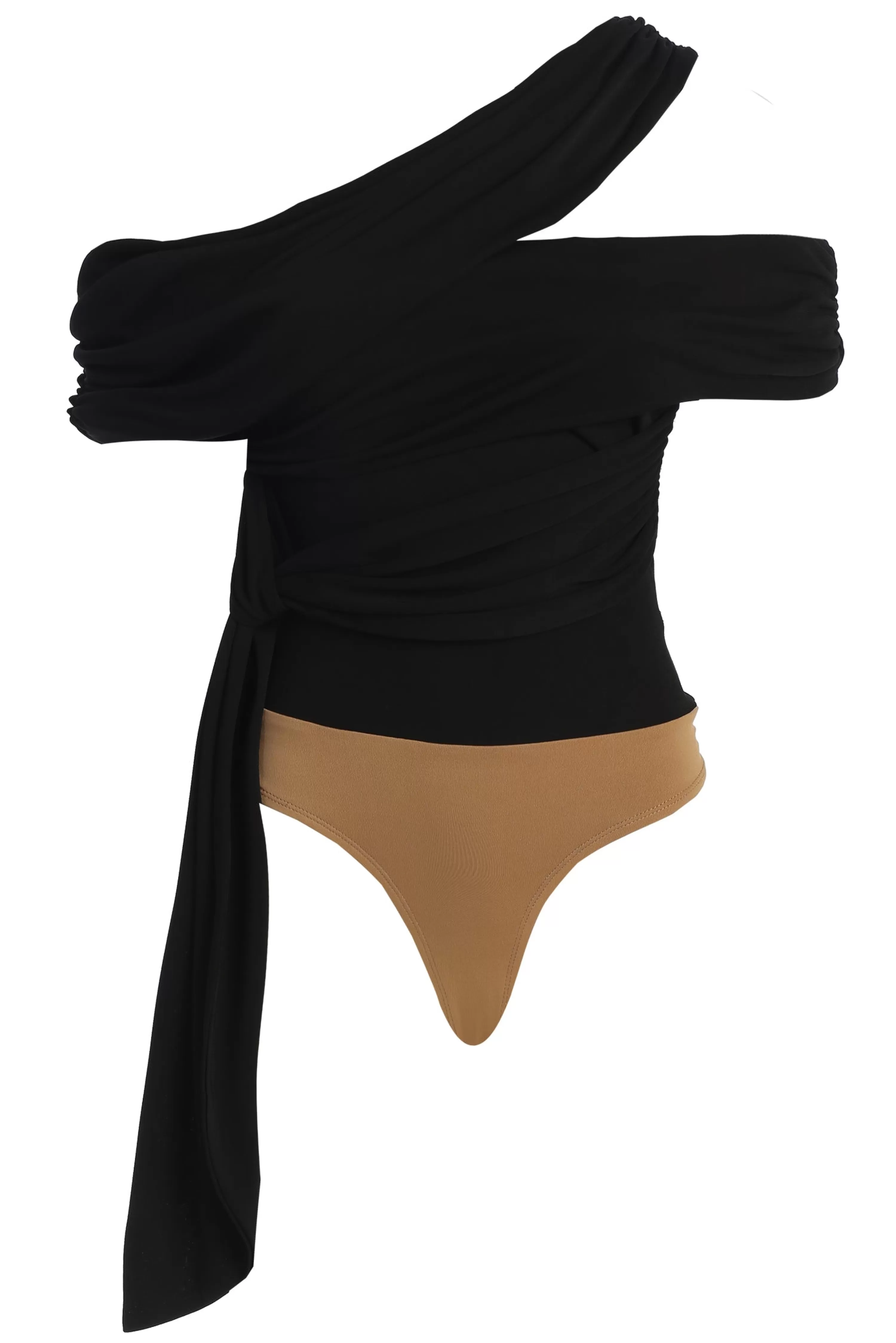 JLUXLABEL Black Above All Drape Bodysuit