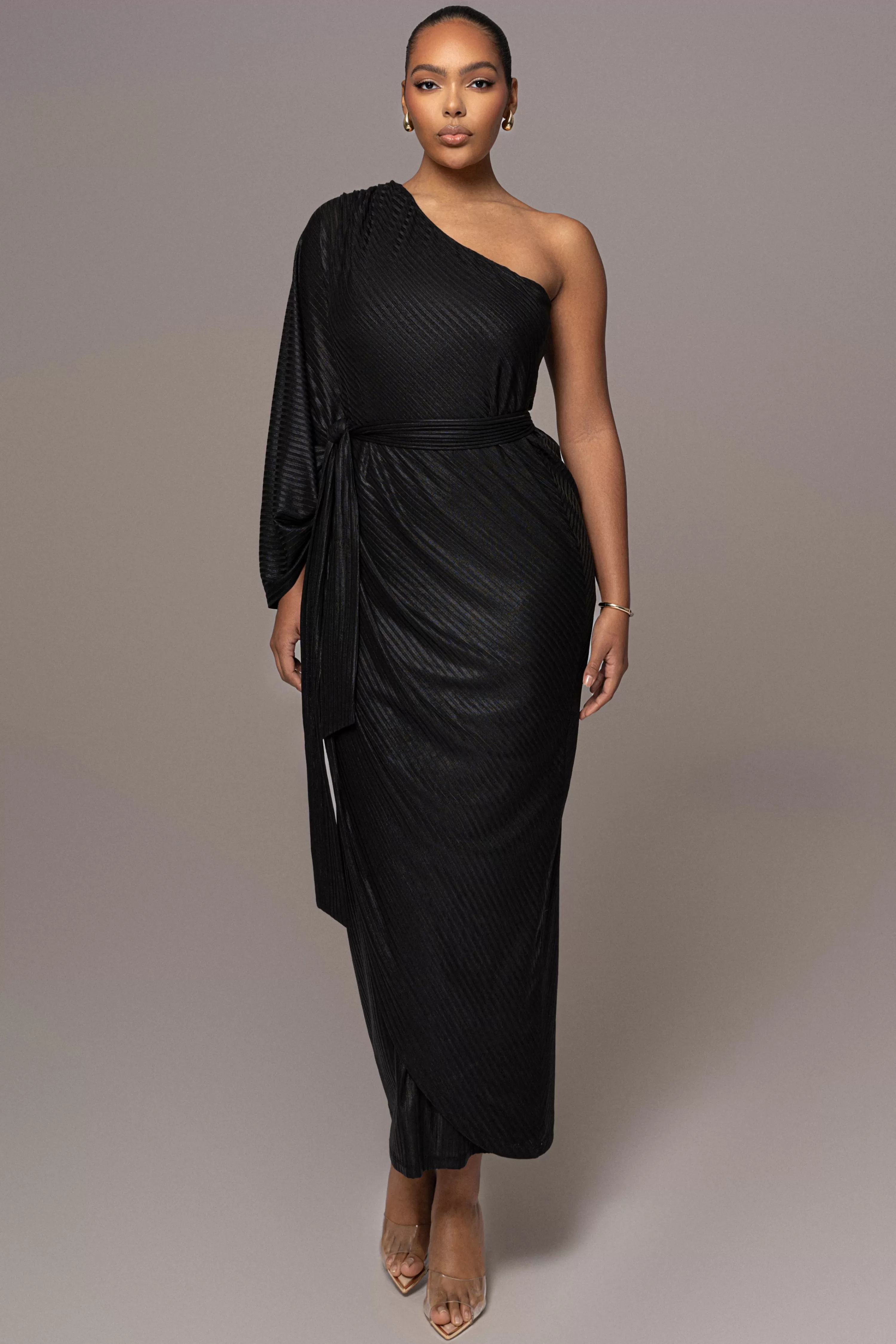 JLUXLABEL Black Amina Metallic Maxi Dress