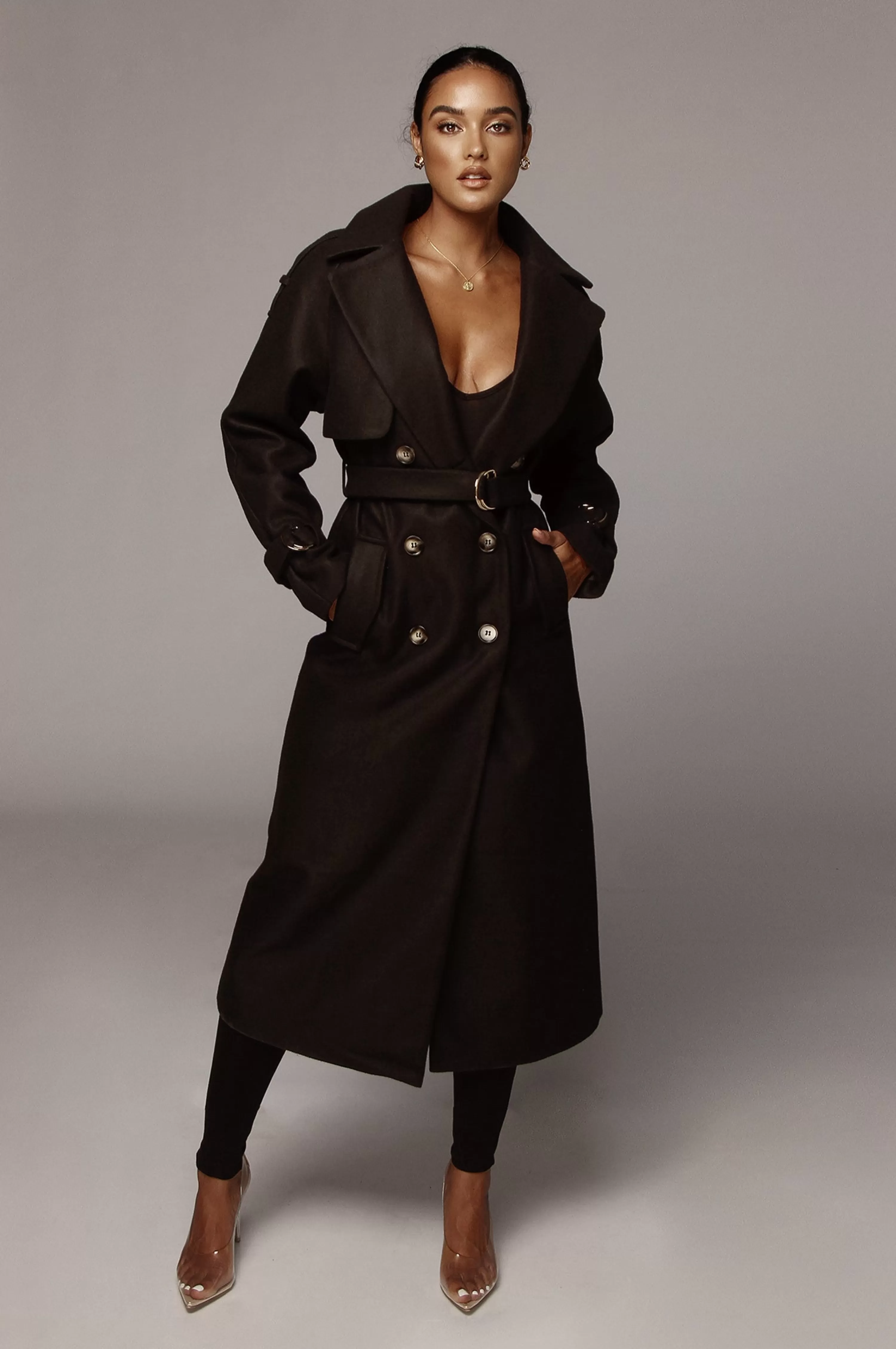 JLUXLABEL Black Beverly Trench Coat