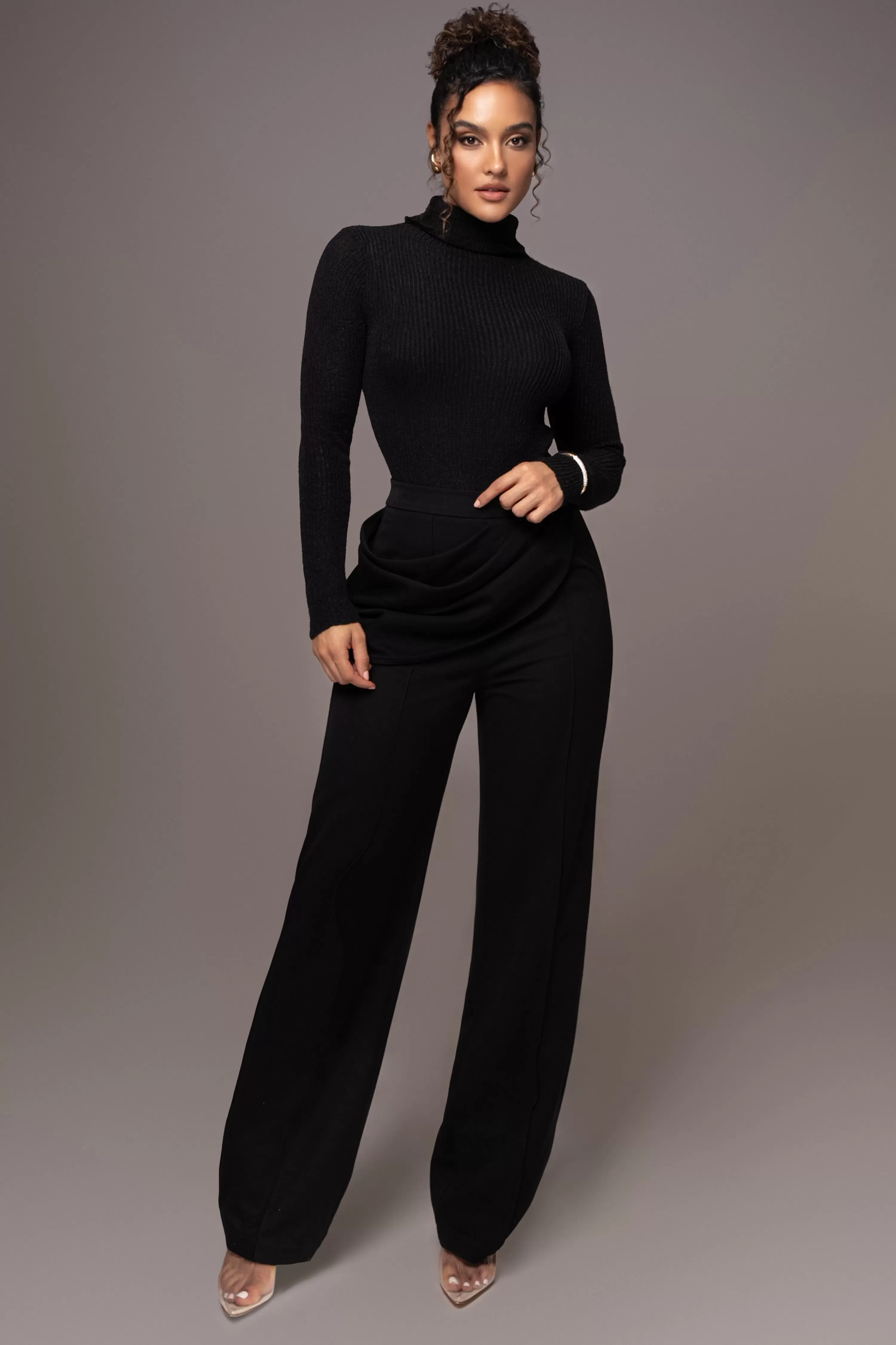 JLUXLABEL Black Carli Turtle Neck Top