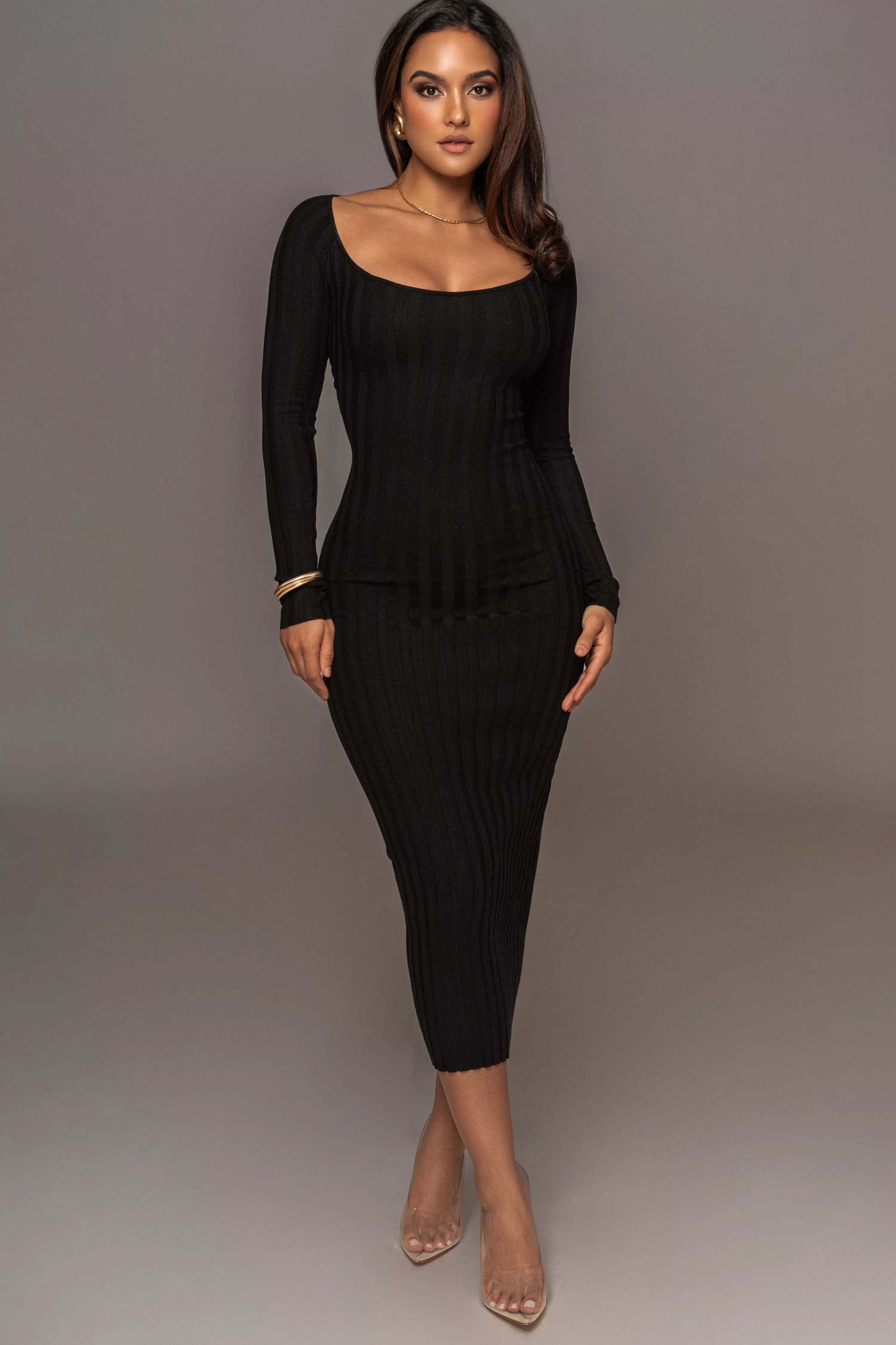 JLUXLABEL Black Danni Ribbed Maxi Dress