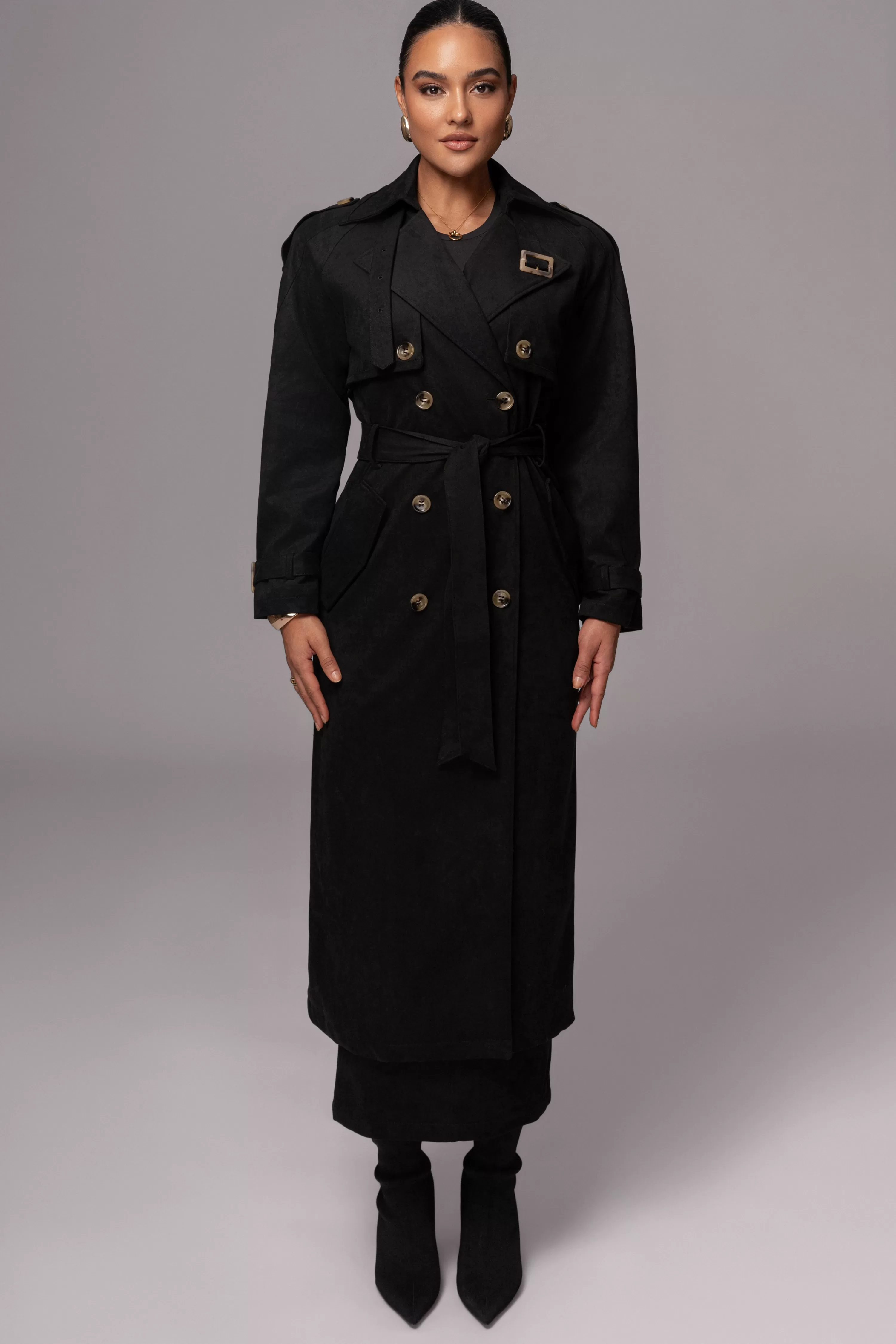 JLUXLABEL Black Elite Suede Coat