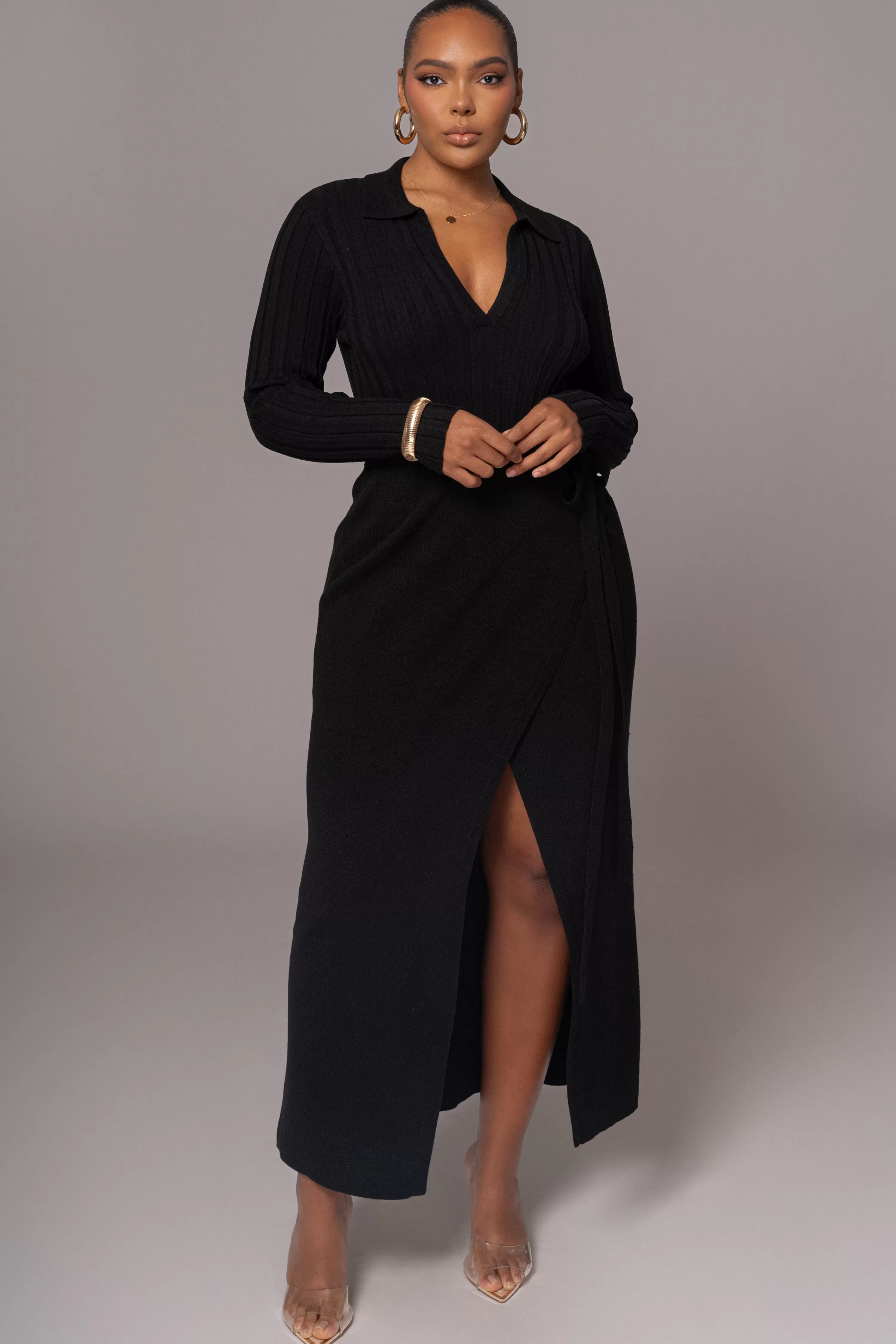 JLUXLABEL Black Emma Knit Maxi Dress