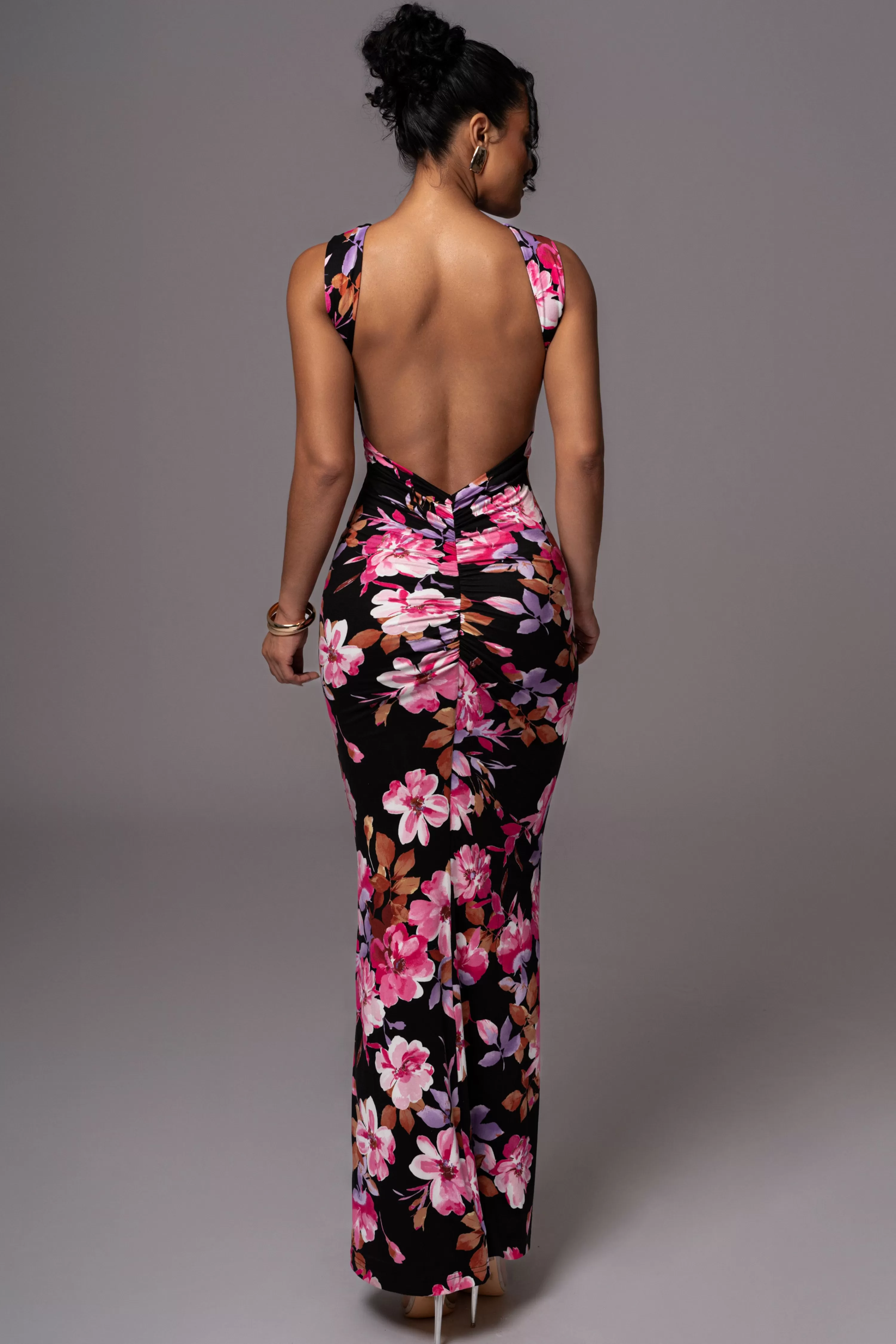 JLUXLABEL Black Floral JLUXBASIX FRONT AND CENTER MAXI DRESS