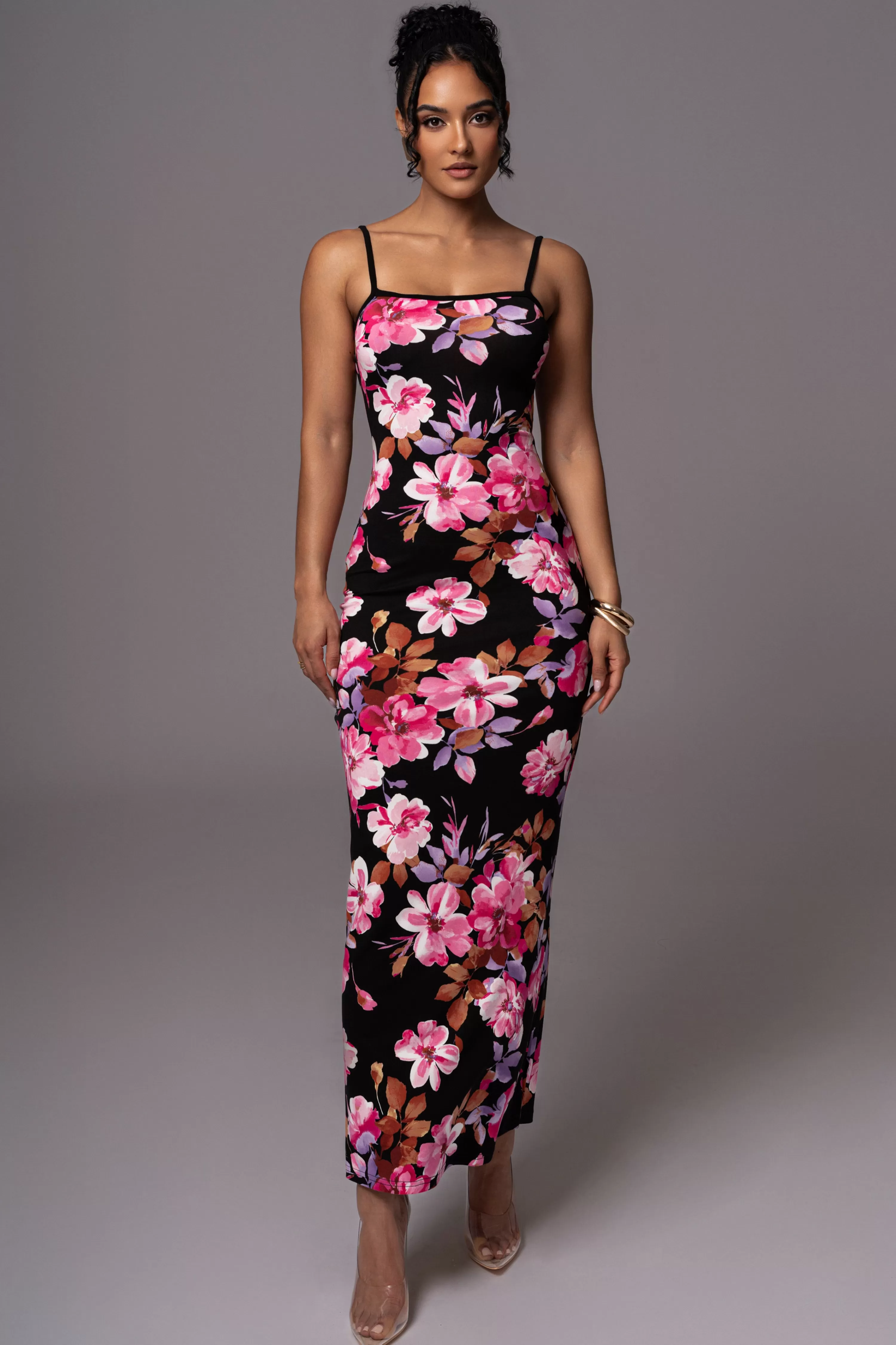 JLUXLABEL Black Floral Smooth Simplicity Maxi Dress