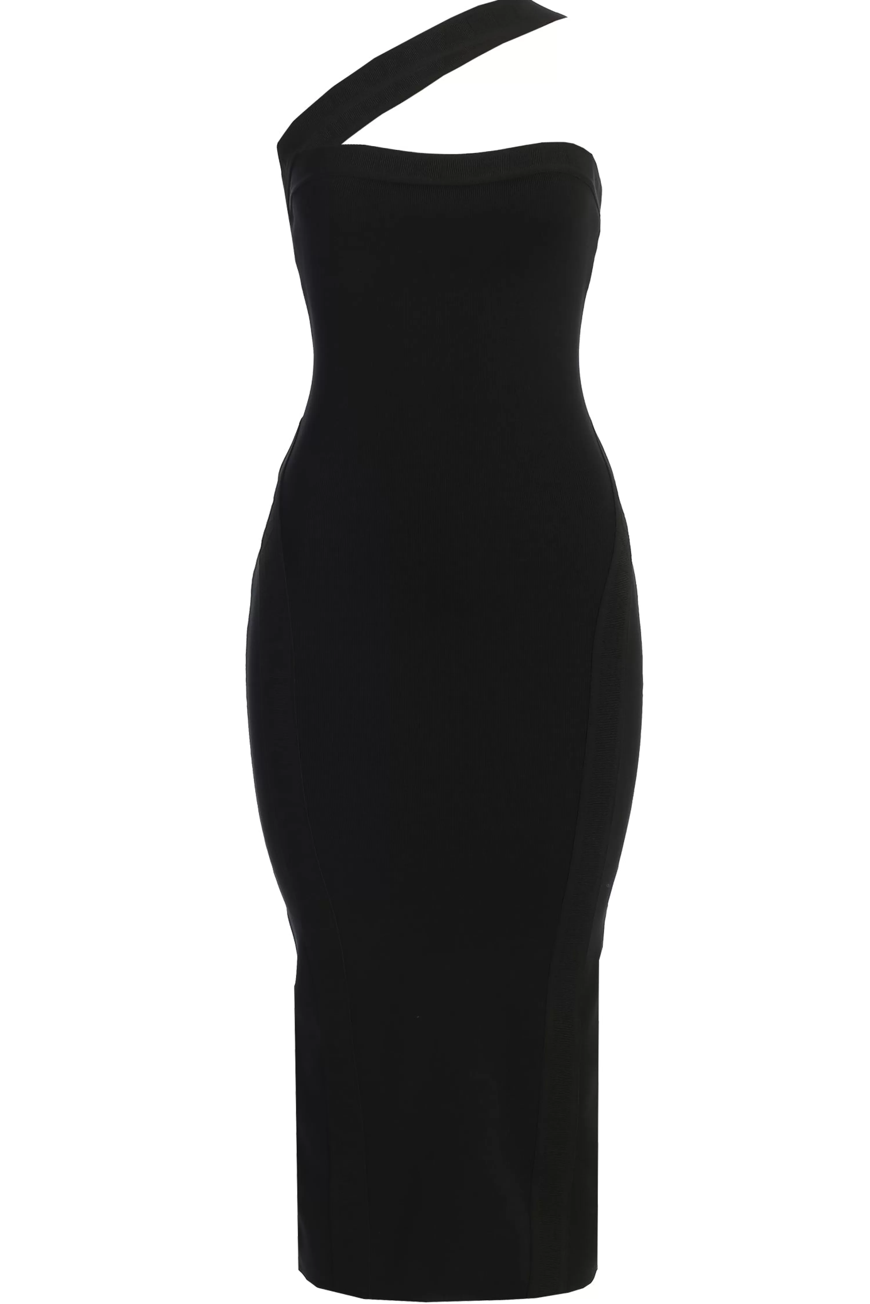 JLUXLABEL Black Ivone Asymmetrical Midi Dress