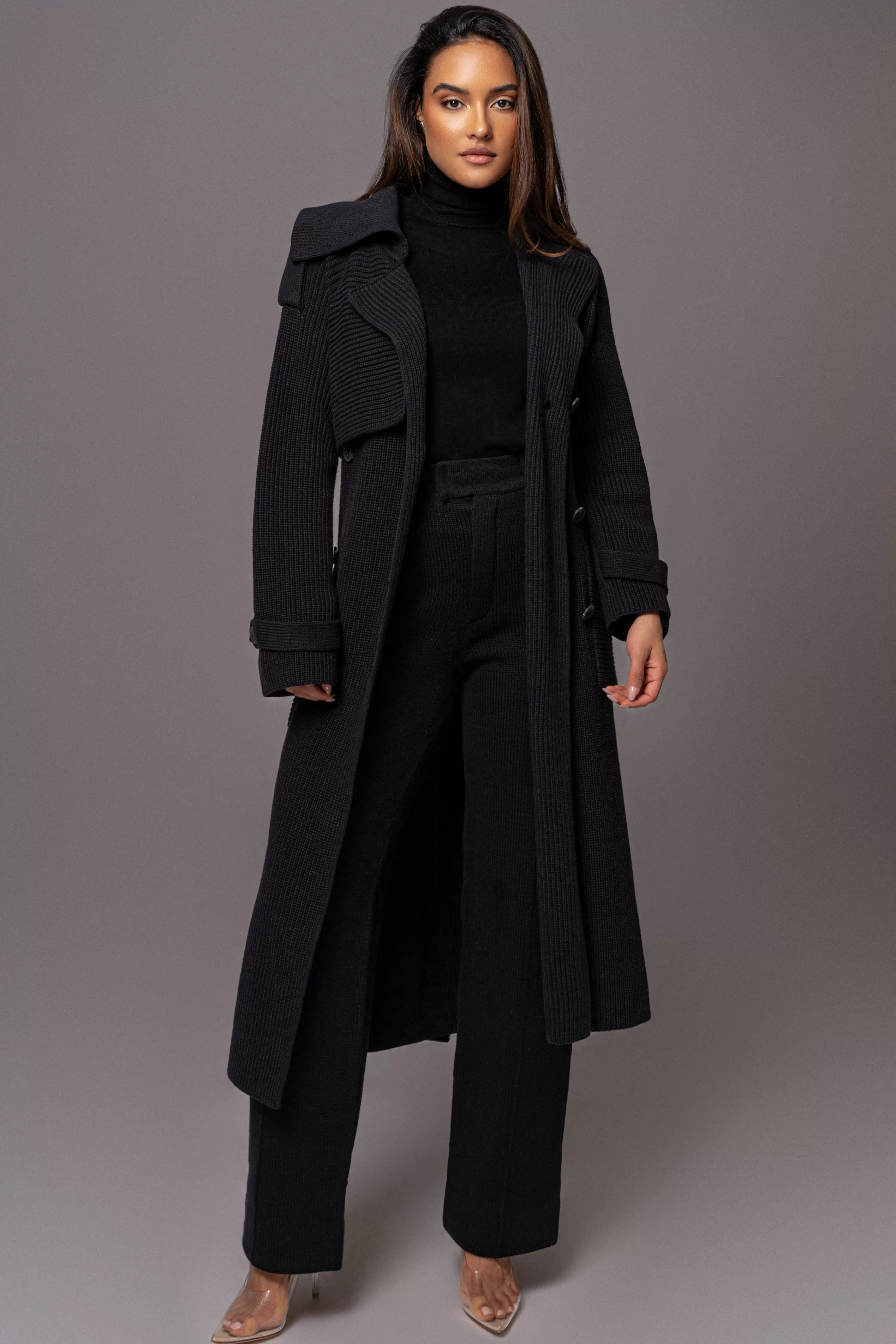 JLUXLABEL Black Maxinne Knit Coat