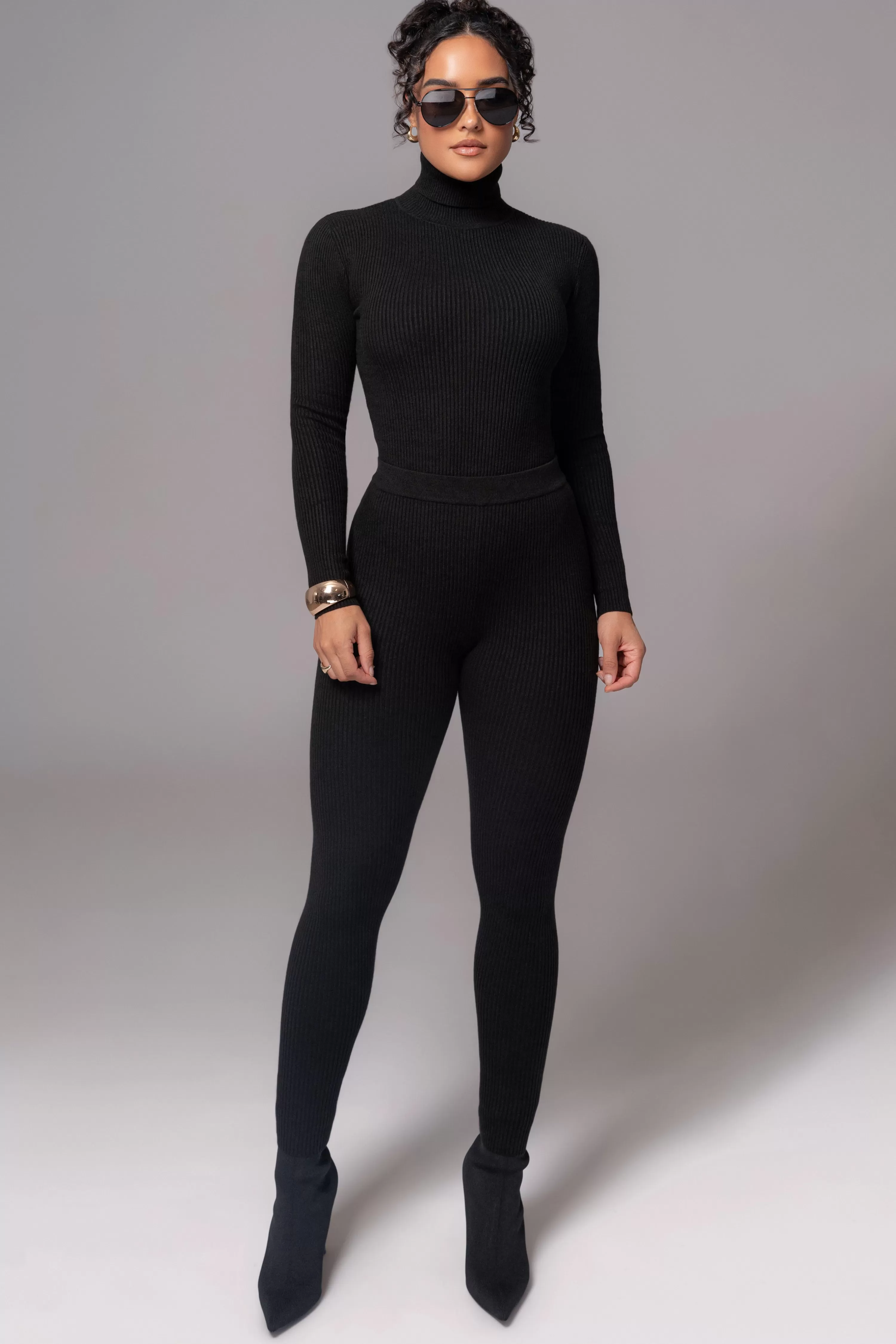 JLUXLABEL Black Naaya Ribbed Leggings