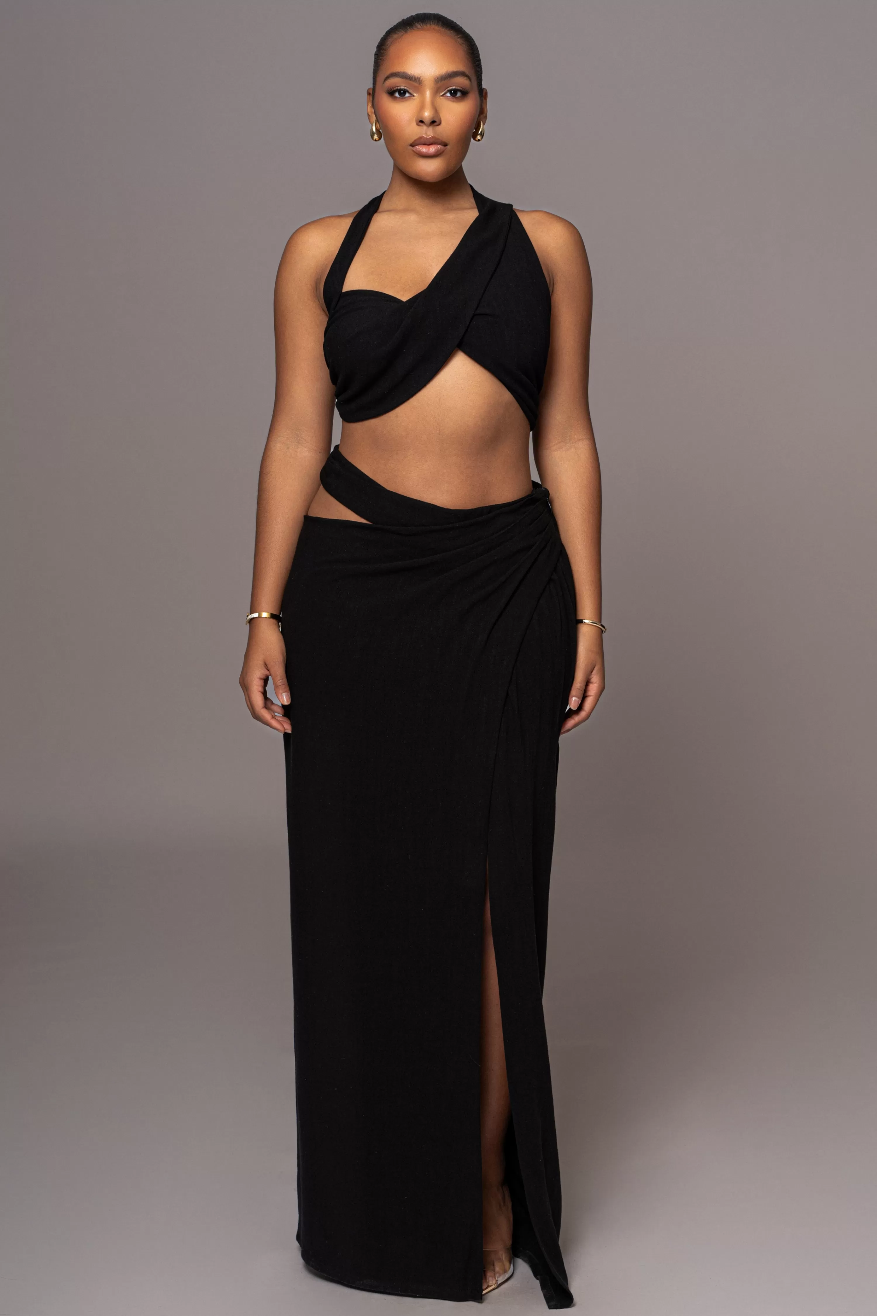 JLUXLABEL Black New Age Two Piece Skirt Set