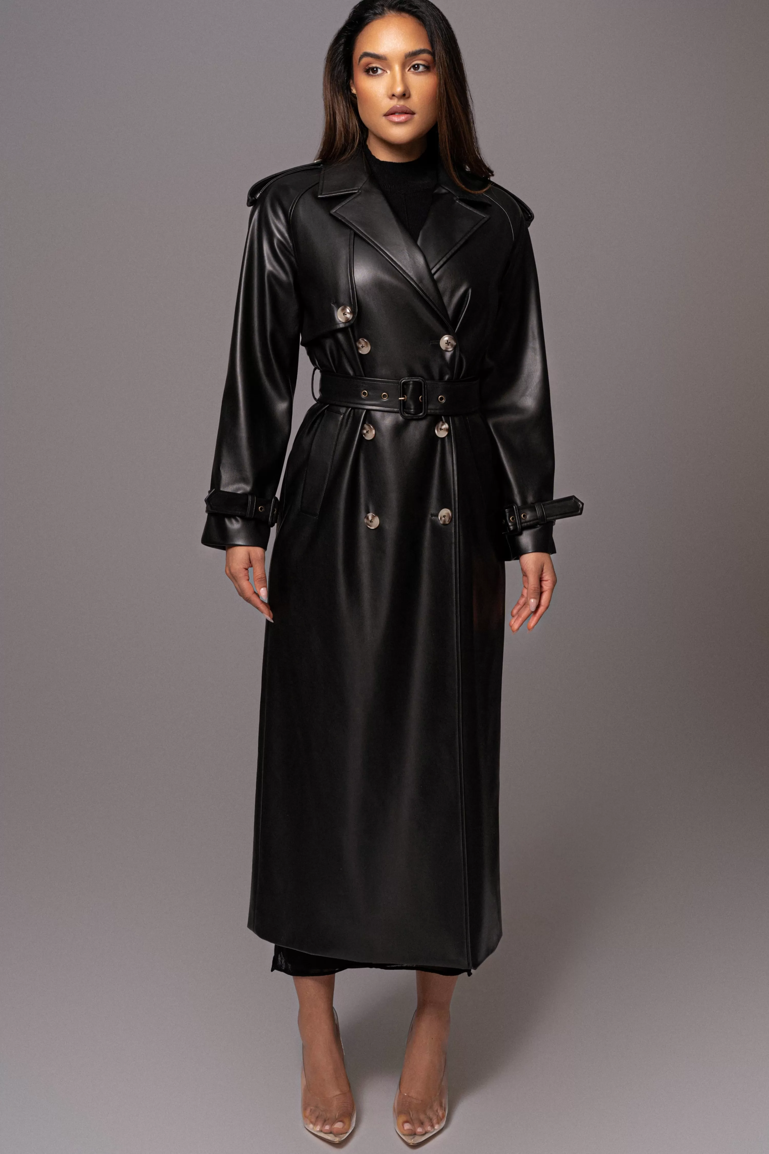 JLUXLABEL Black Odin Faux Leather Coat