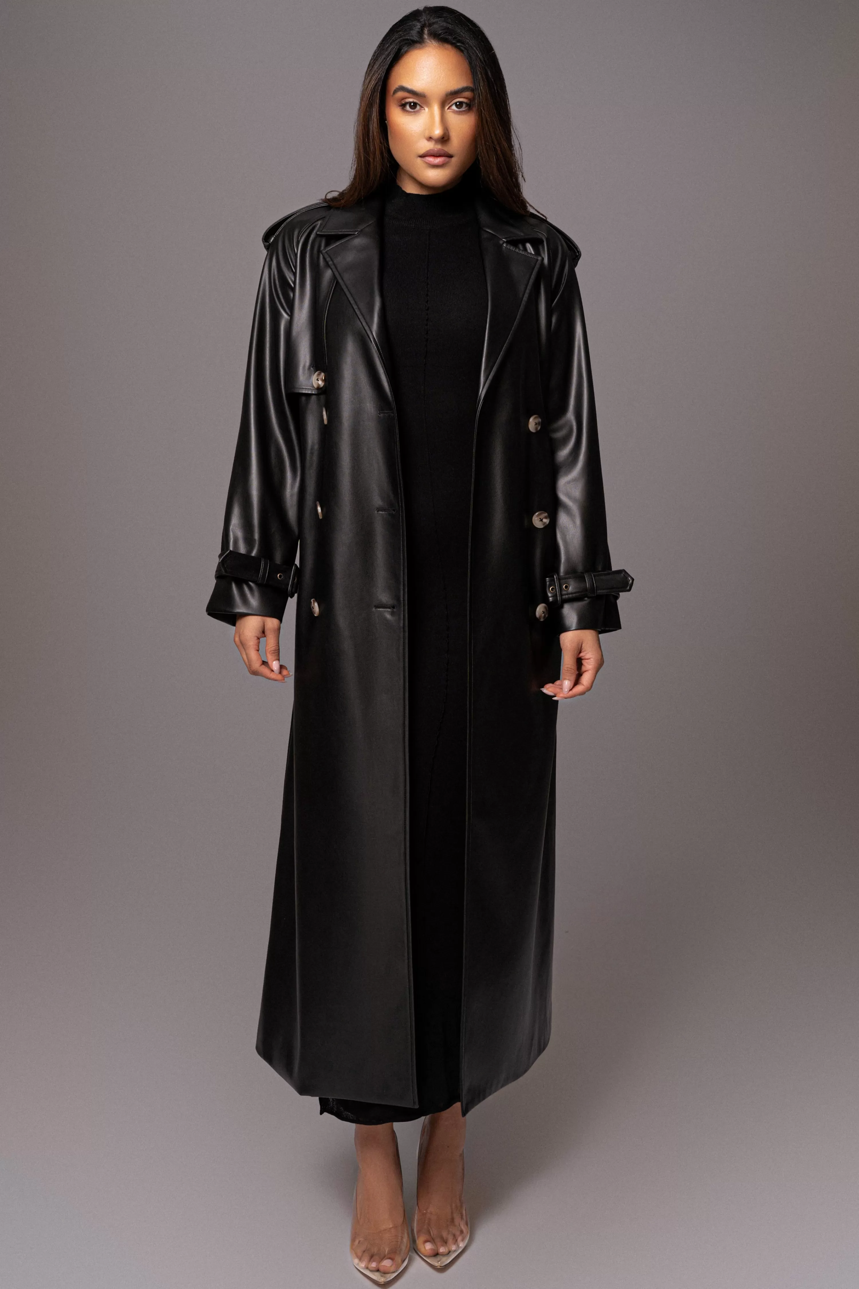 JLUXLABEL Black Odin Faux Leather Coat