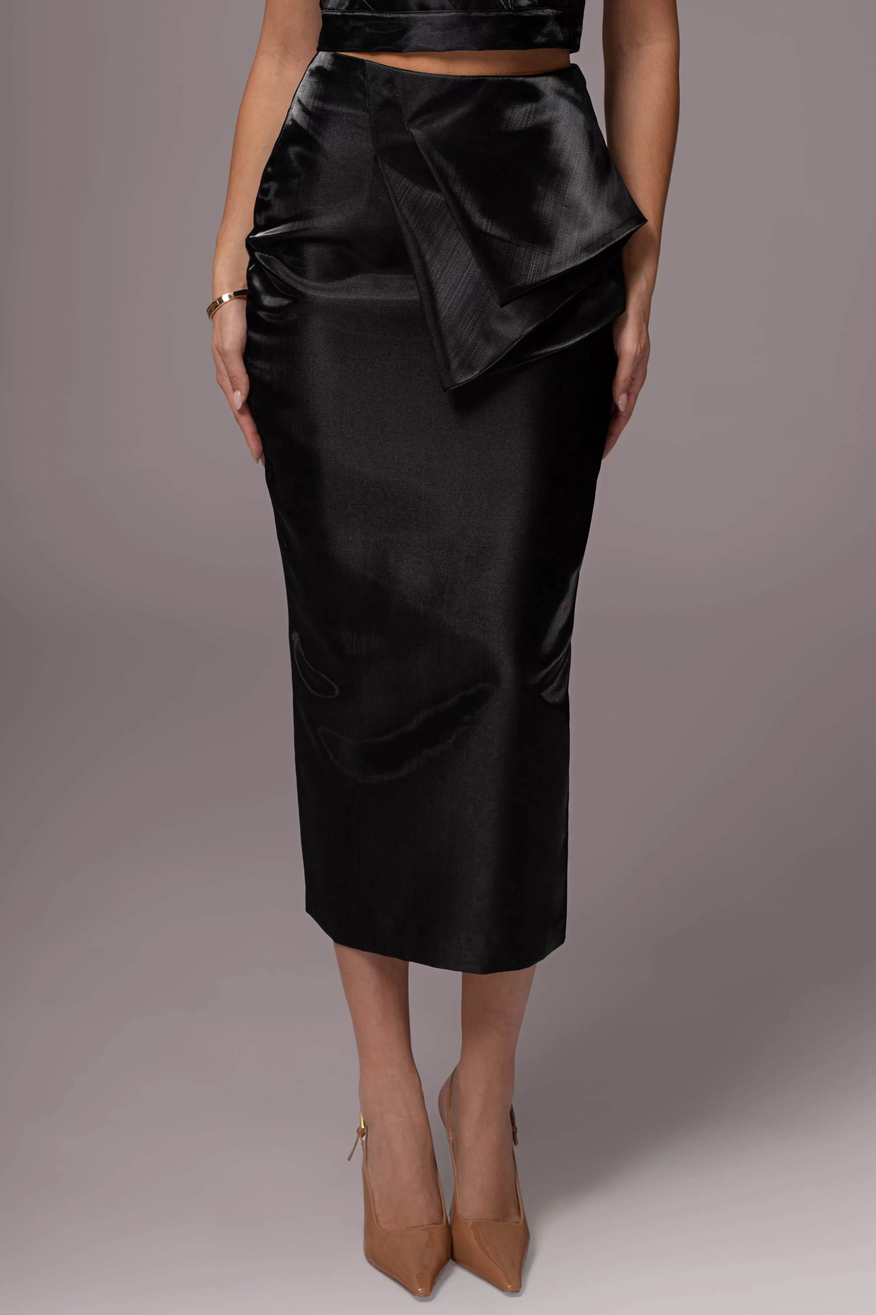 JLUXLABEL Black Reception Pleated Midi Skirt