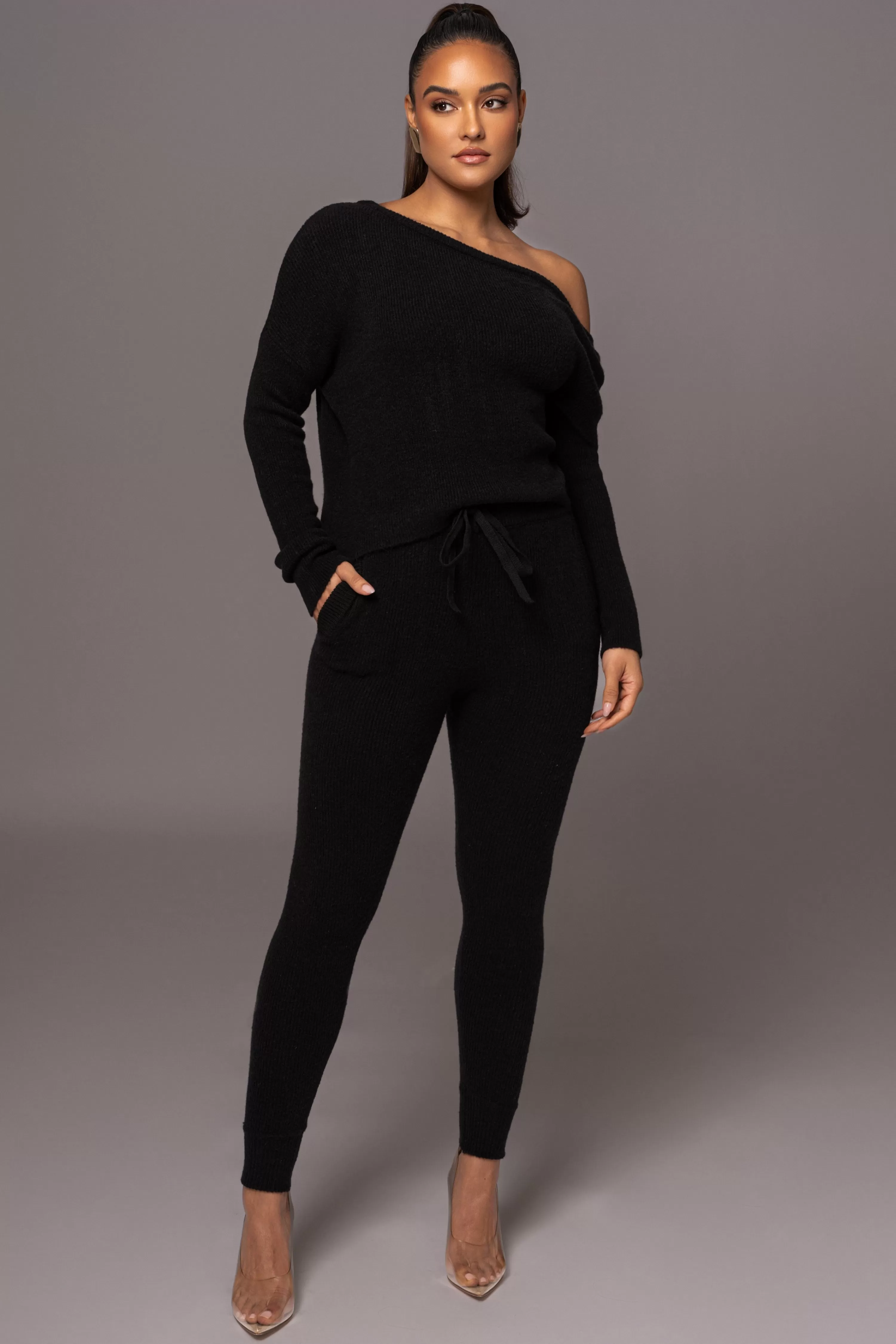 JLUXLABEL Black Sedona Knit Pant Set