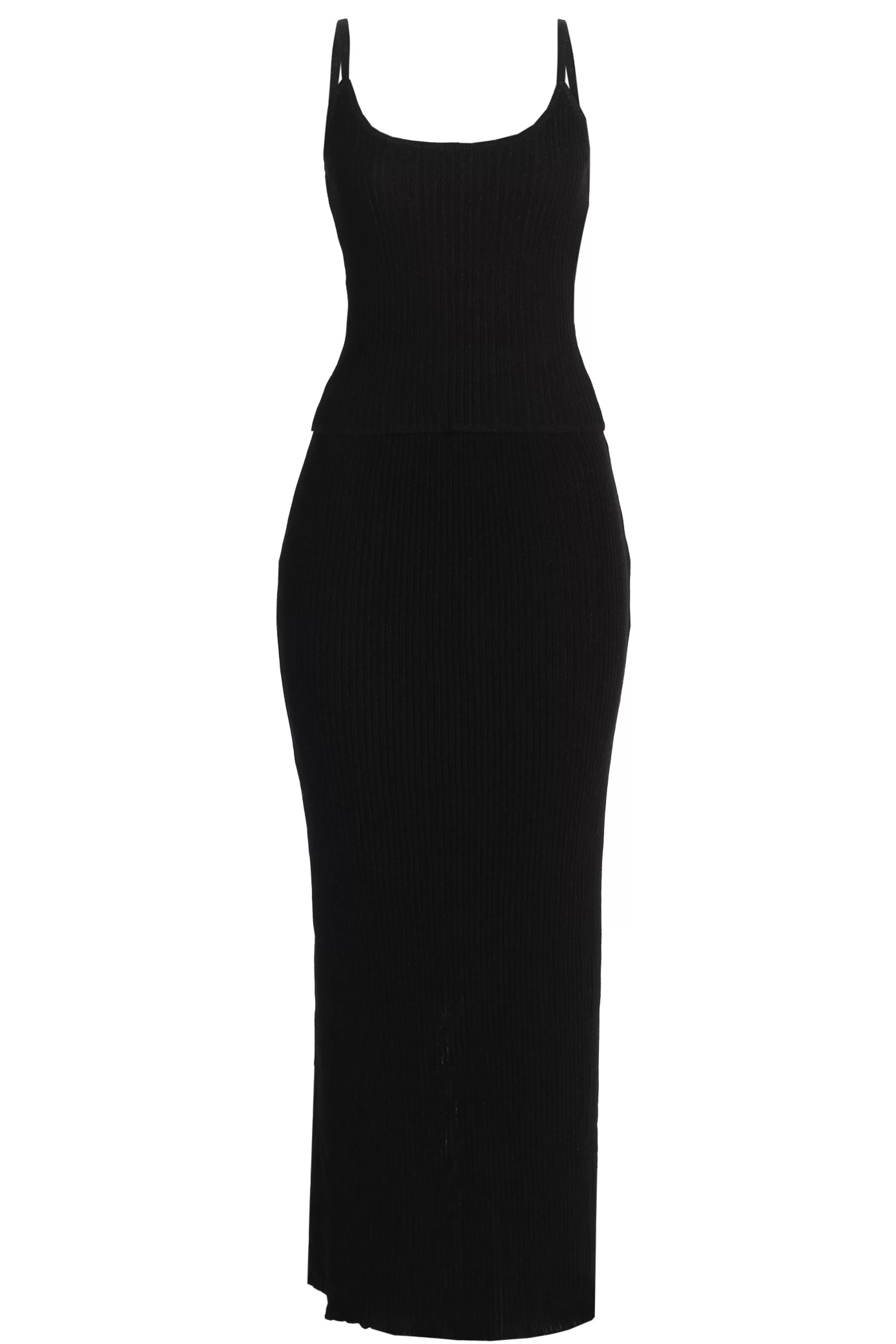 JLUXLABEL Black Serena Ribbed Skirt Set