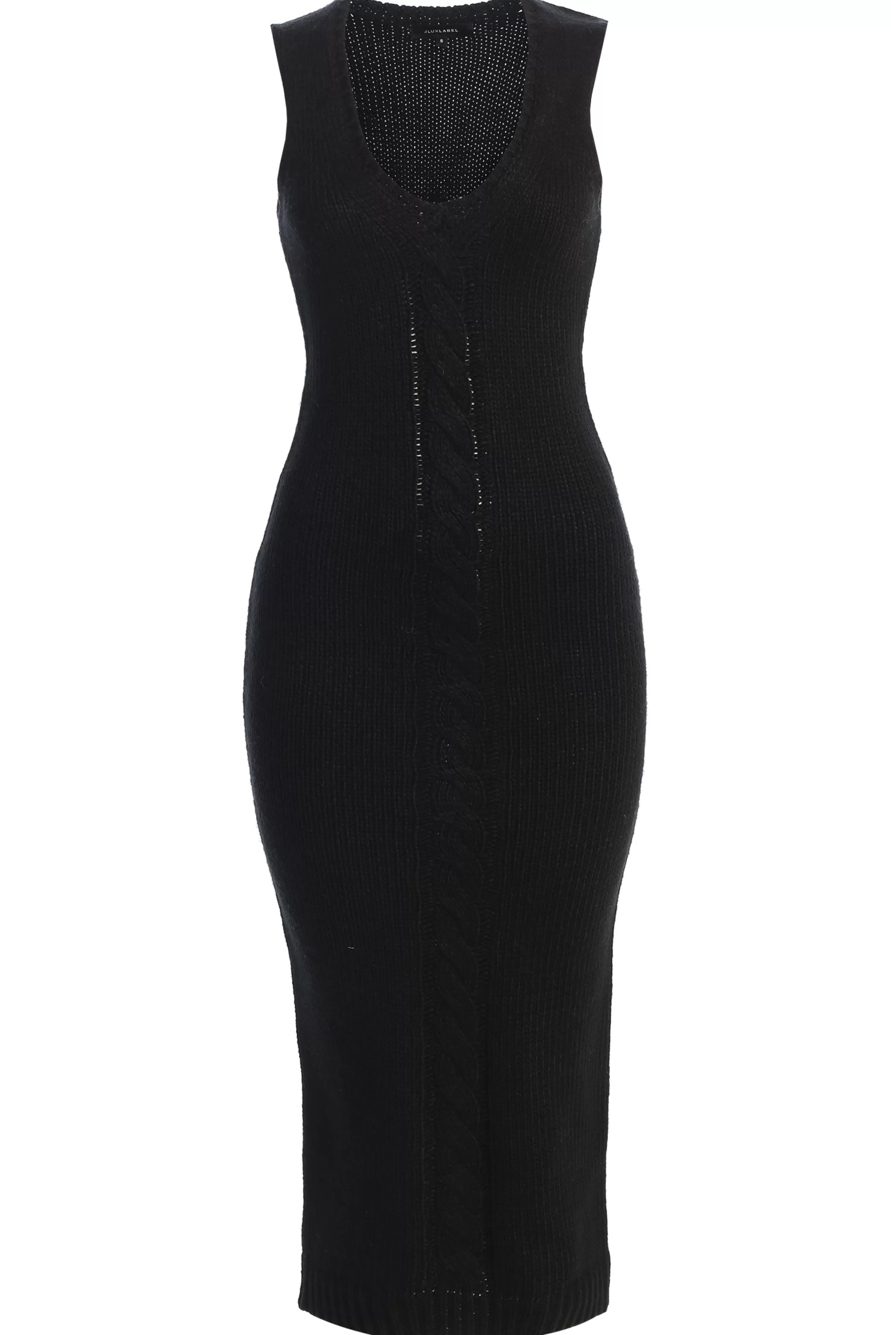 JLUXLABEL Black Sleeveless Cable Knit Dress