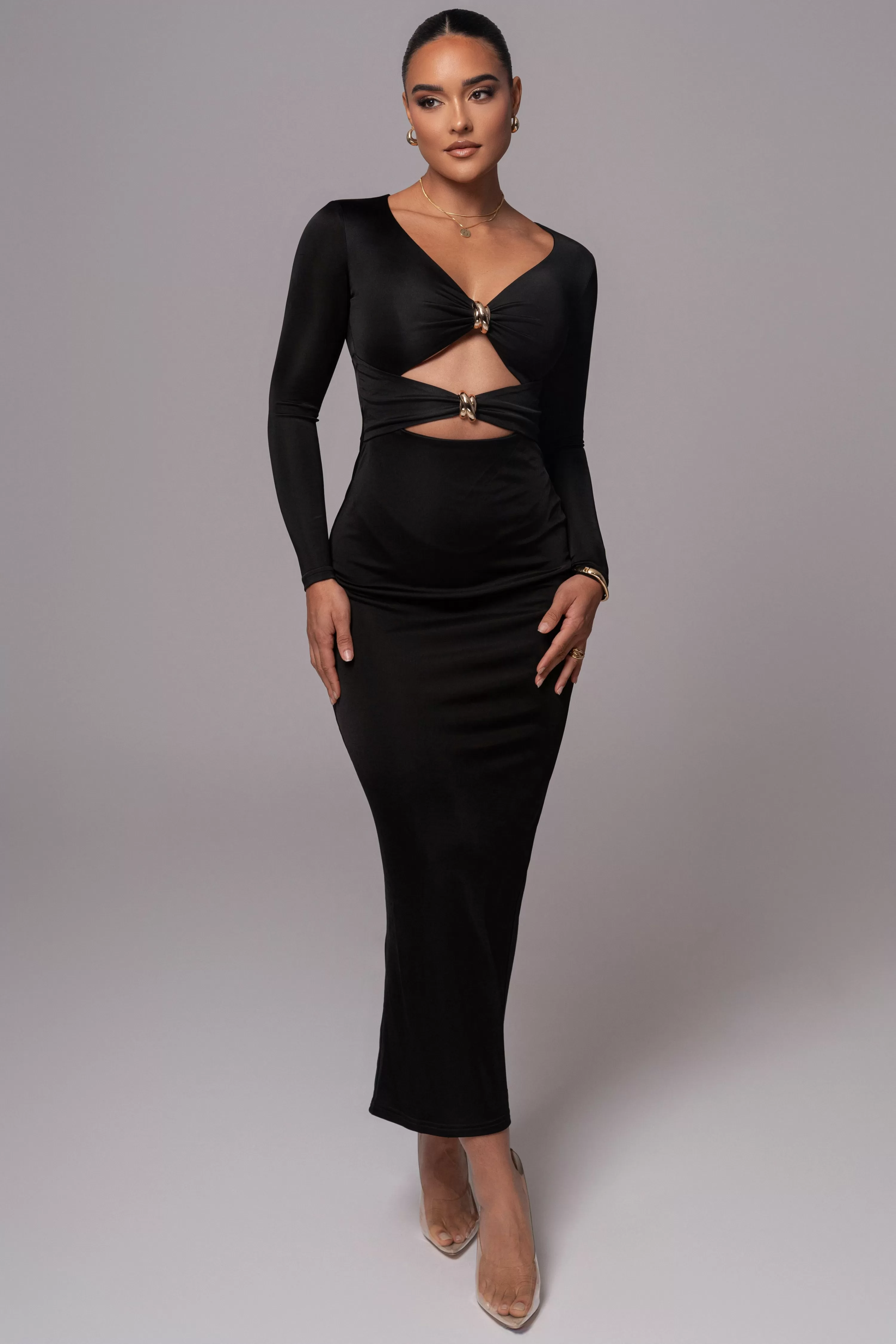 JLUXLABEL Black Soiree Cutout Maxi Dress