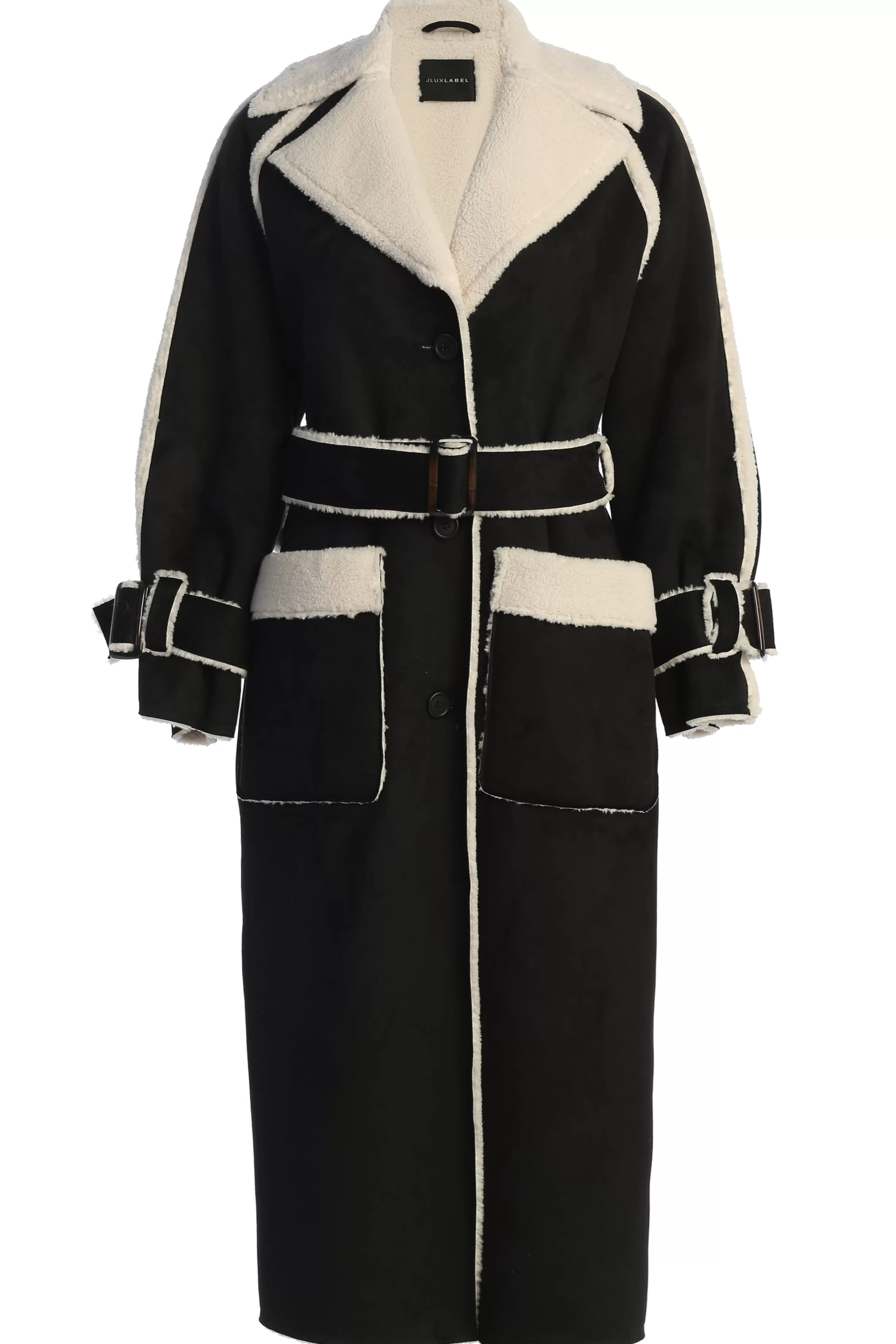 JLUXLABEL Black Suede And Sherpa Reversible Coat