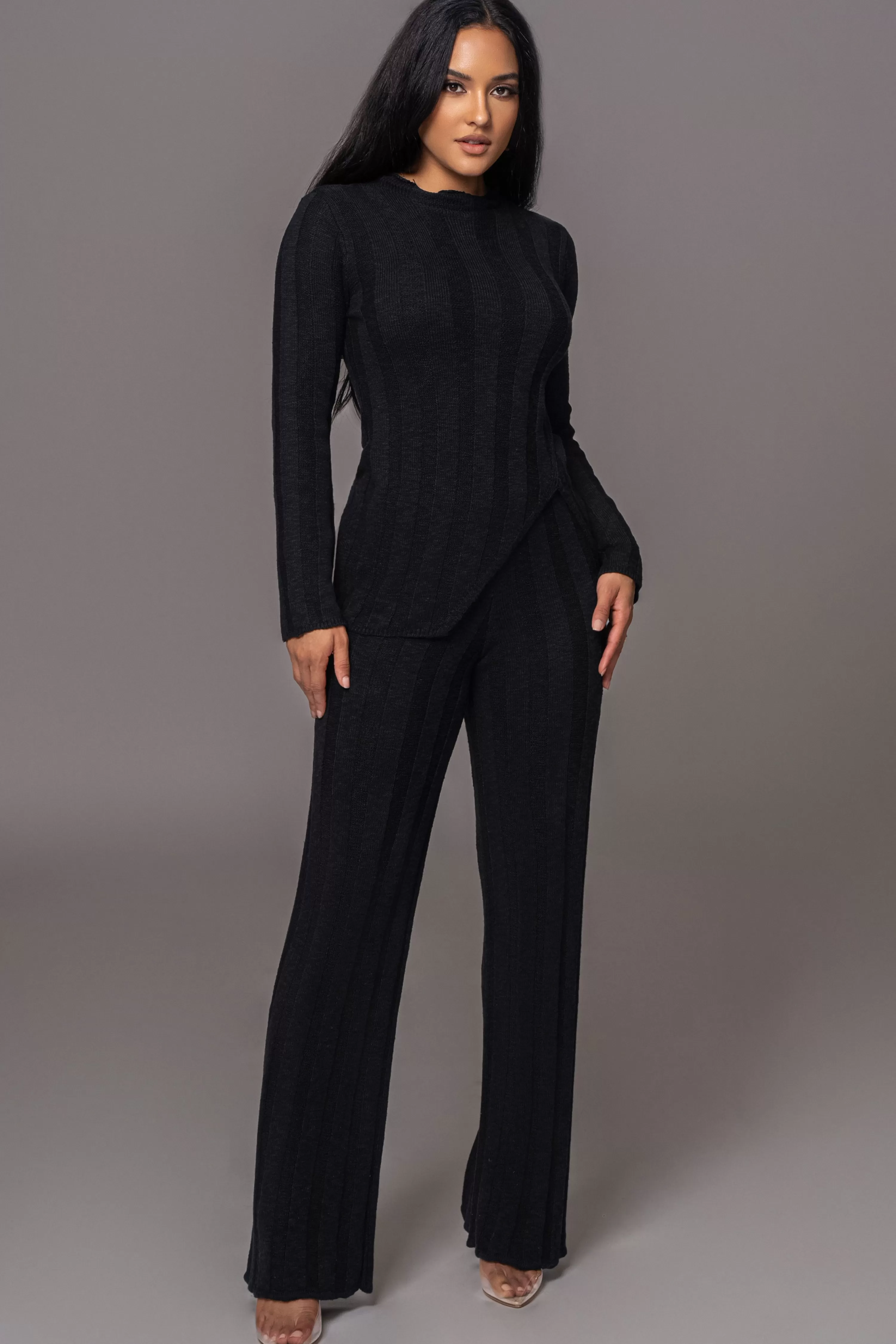 JLUXLABEL Black Take A Chance Ribbed Pant Set