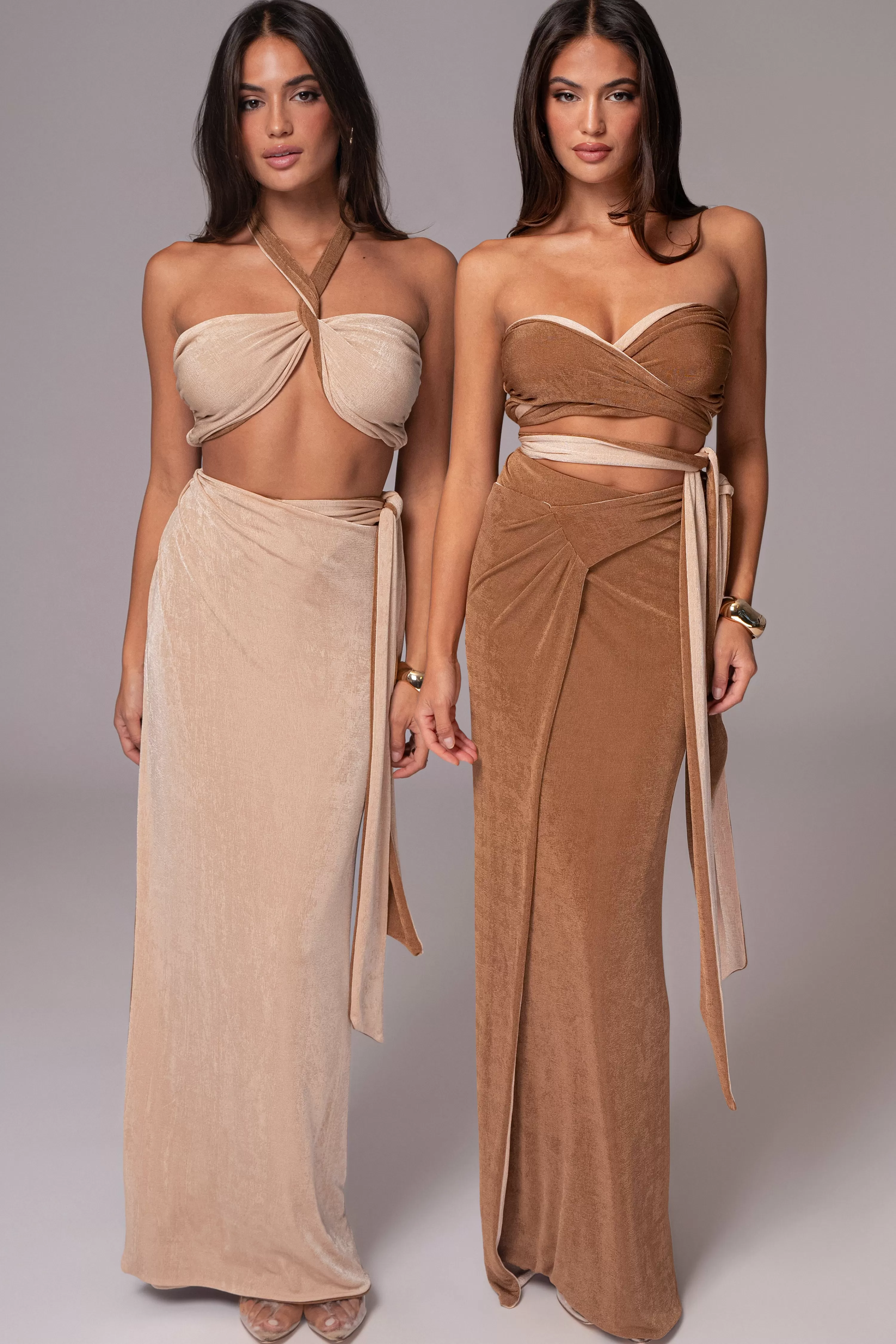 JLUXLABEL Brown/Beige Venus Reversible Skirt Set