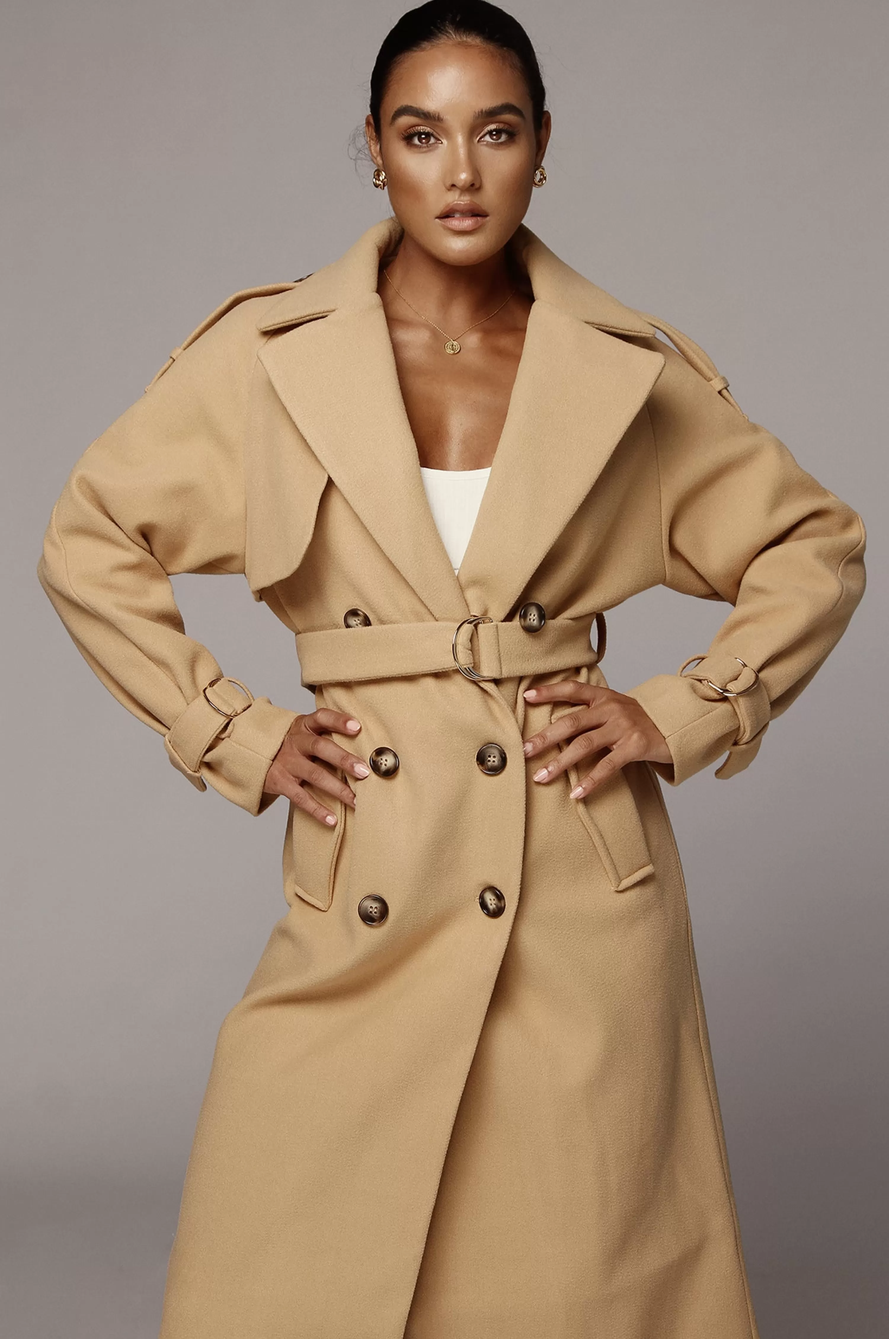 JLUXLABEL Camel Beverly Trench Coat