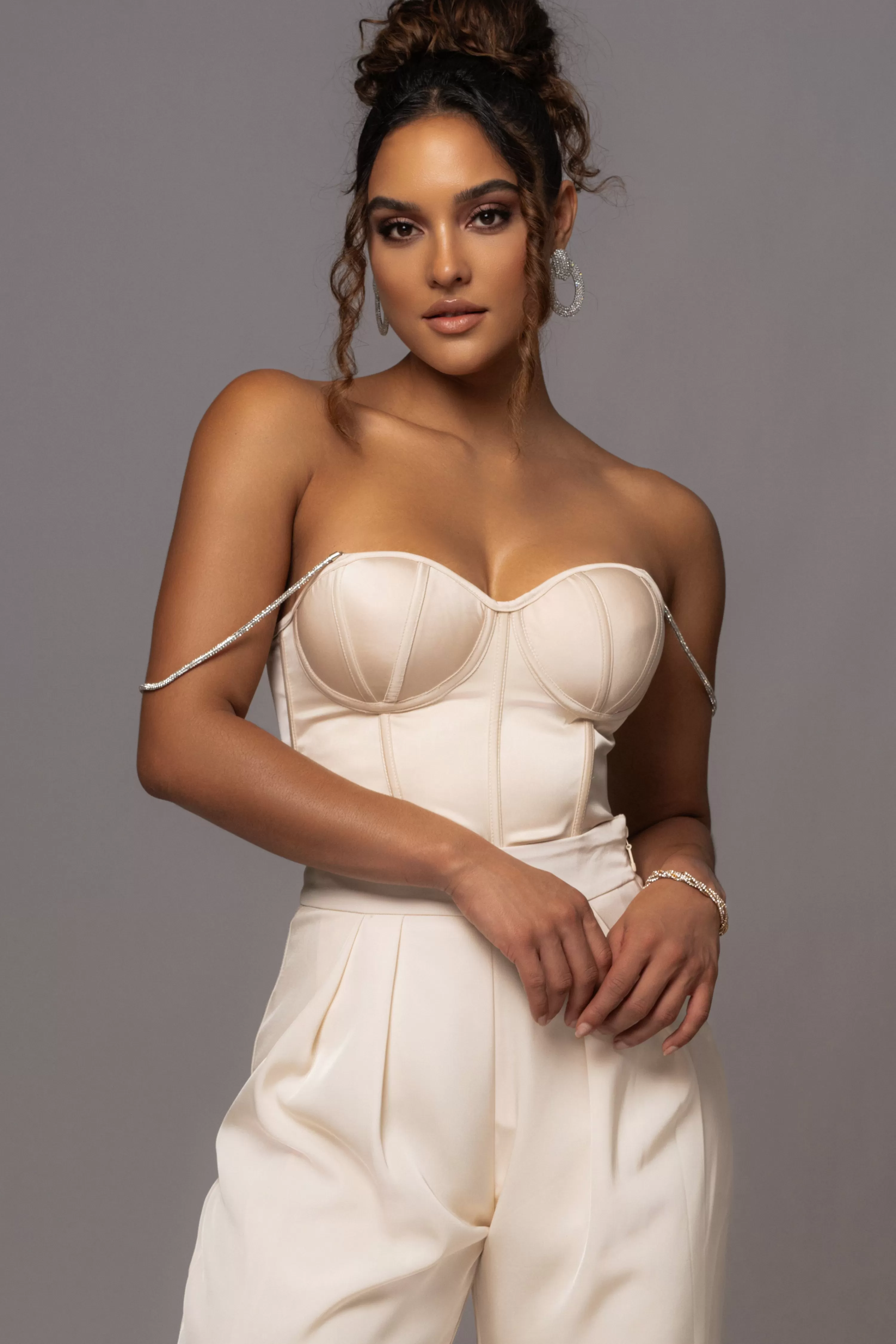 JLUXLABEL Champagne Leo Matte Satin Bustier