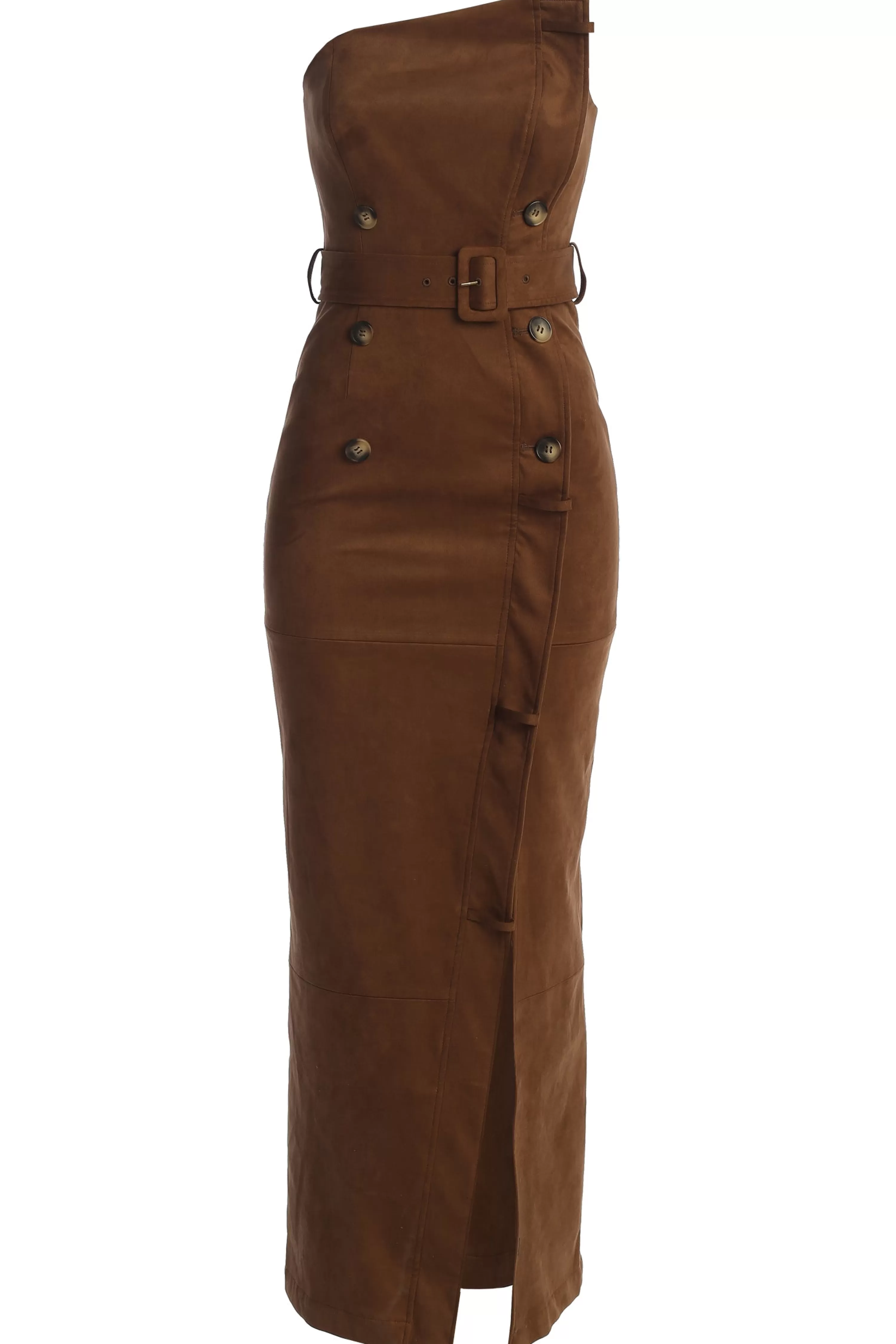 JLUXLABEL Chocolate Xena Suede Maxi Dress