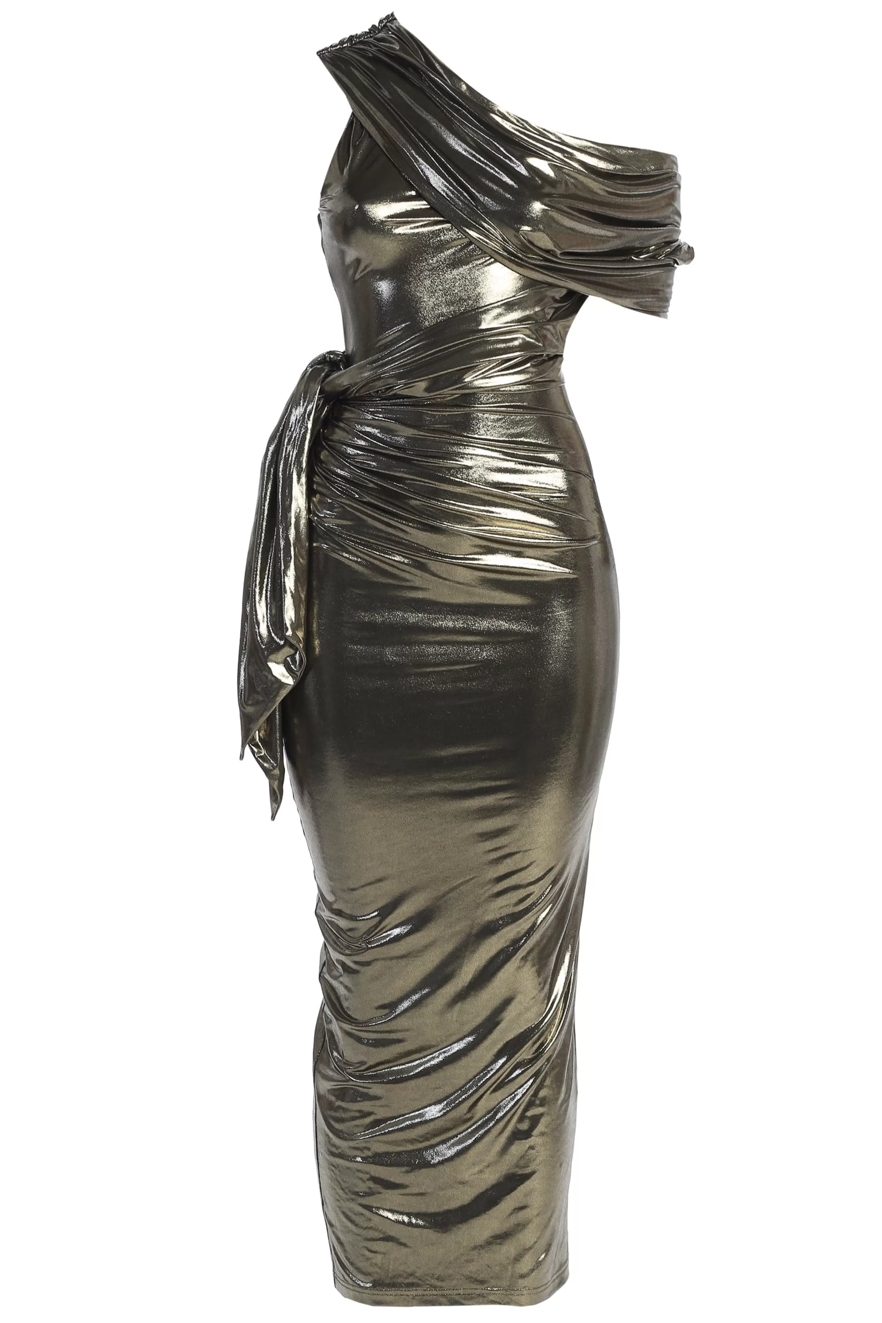 JLUXLABEL Gold Pristine Draped Maxi Dress