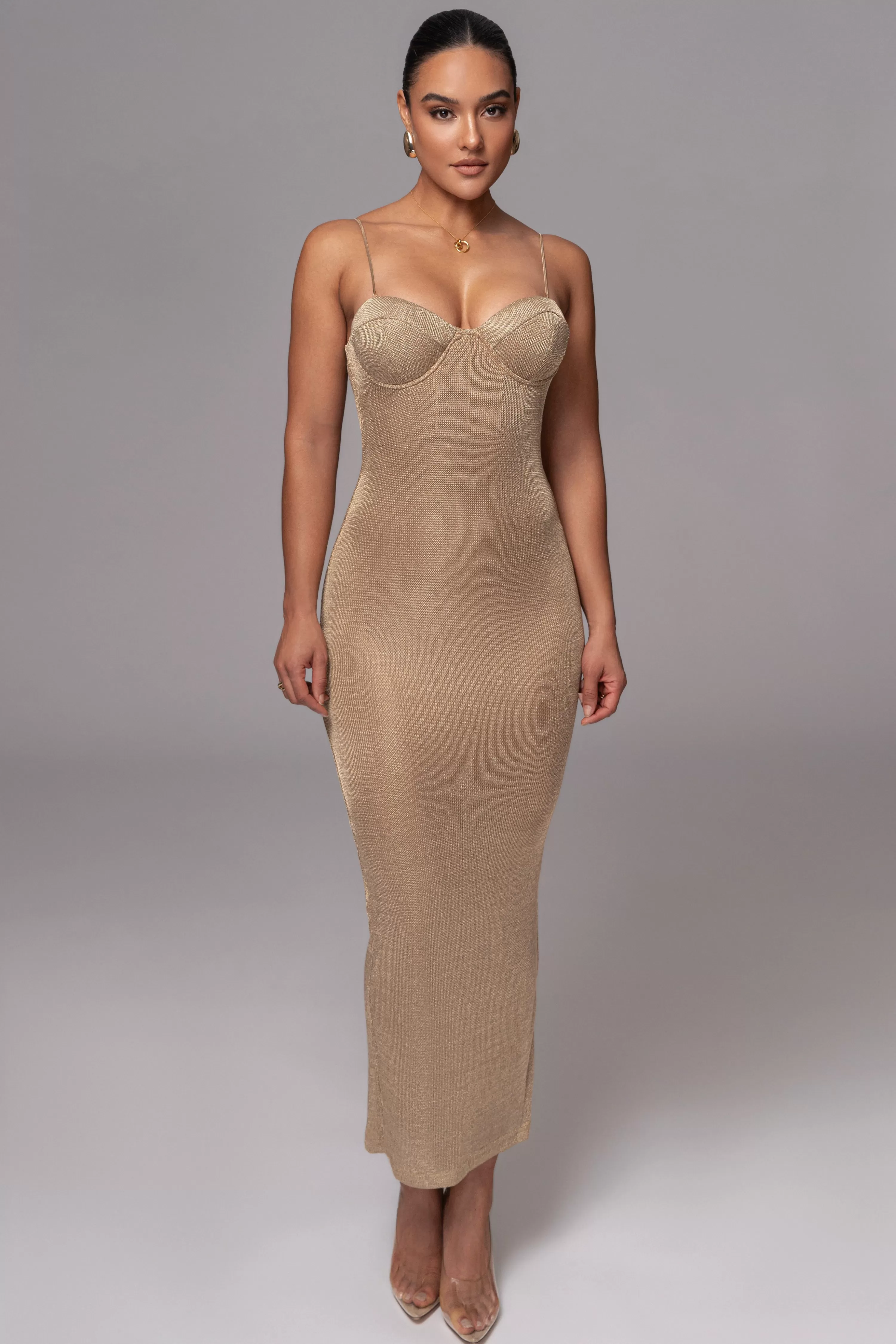 JLUXLABEL Gold Twilight Elegance Maxi Dress