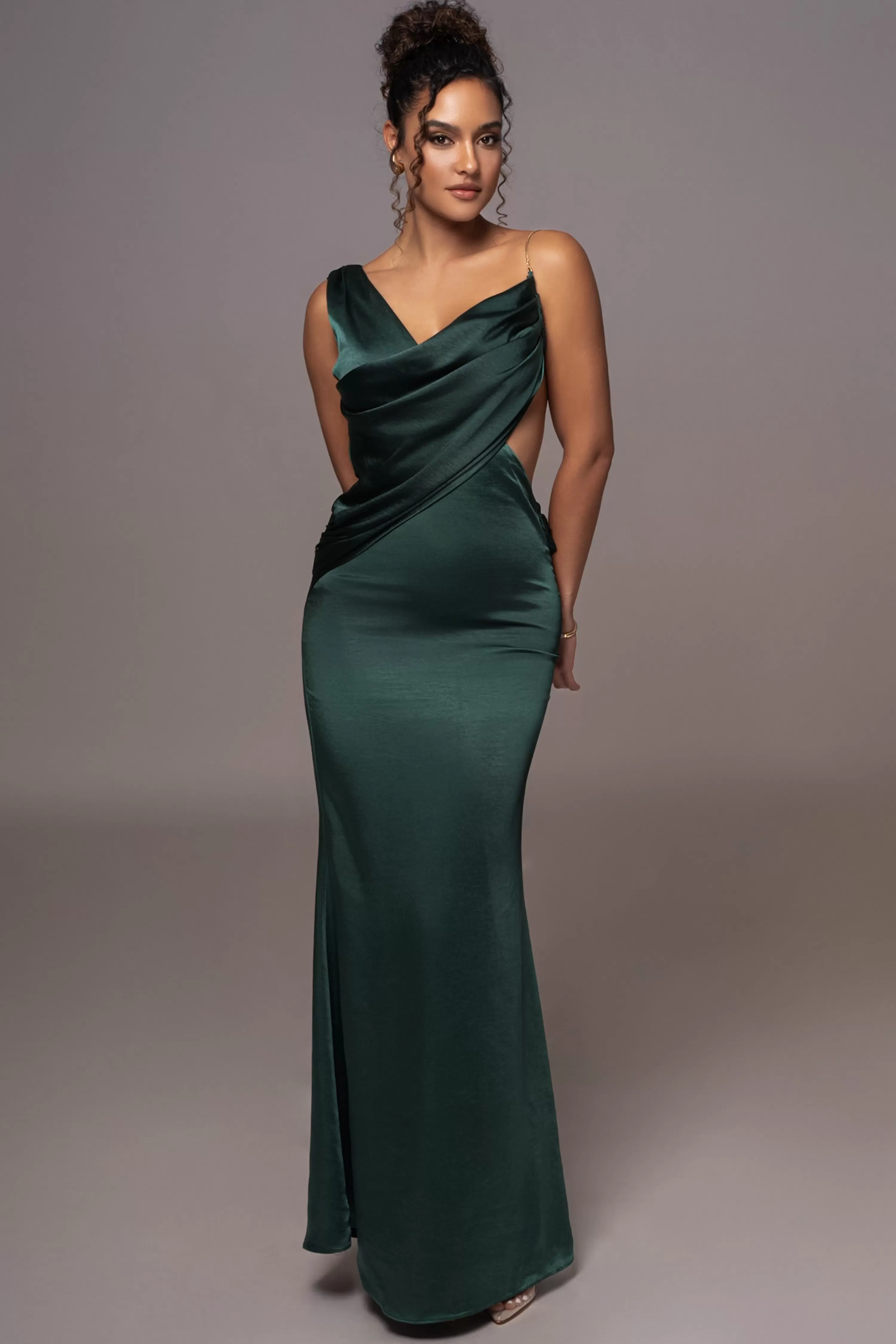 JLUXLABEL Green Satin Belle Maxi Dress