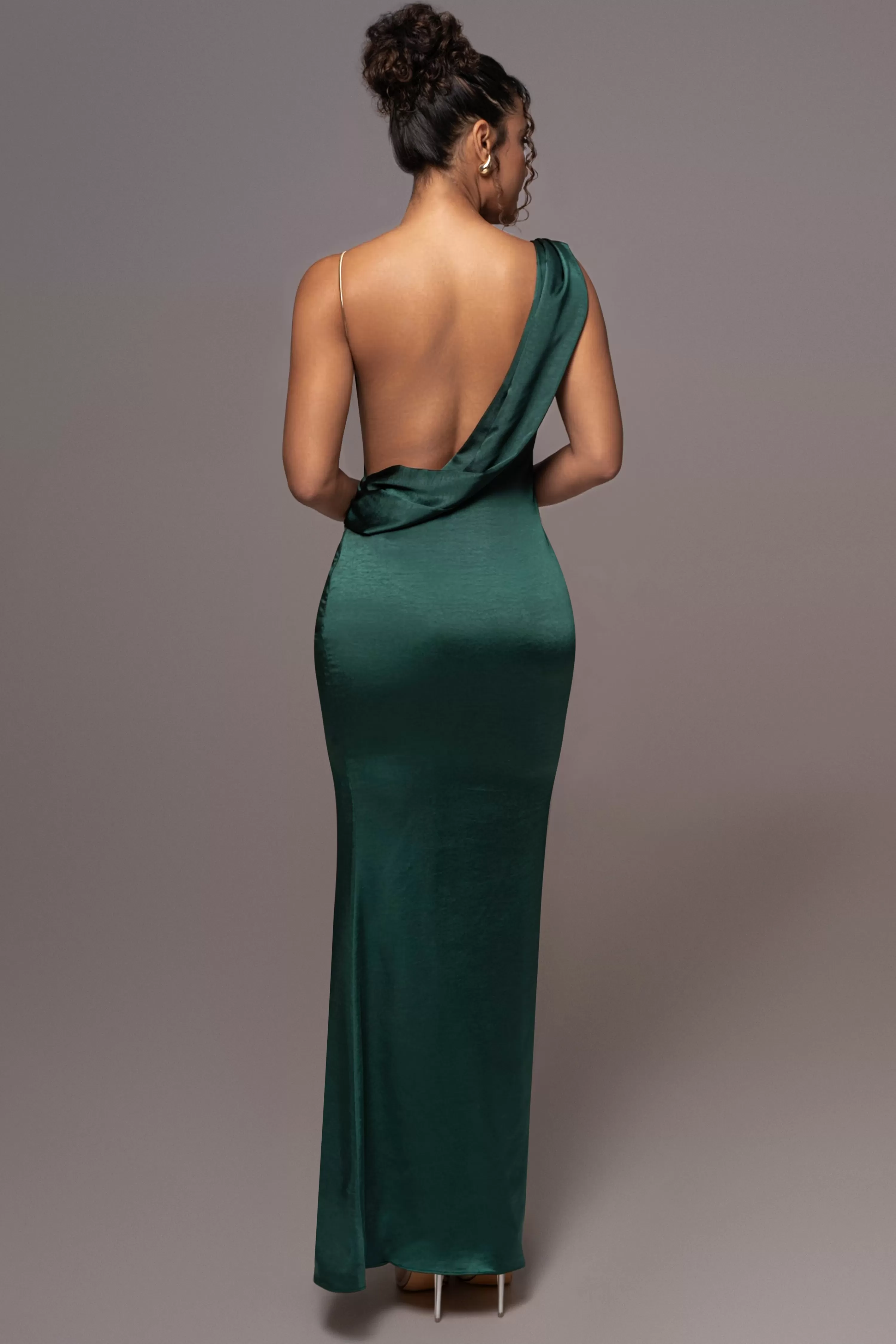 JLUXLABEL Green Satin Belle Maxi Dress