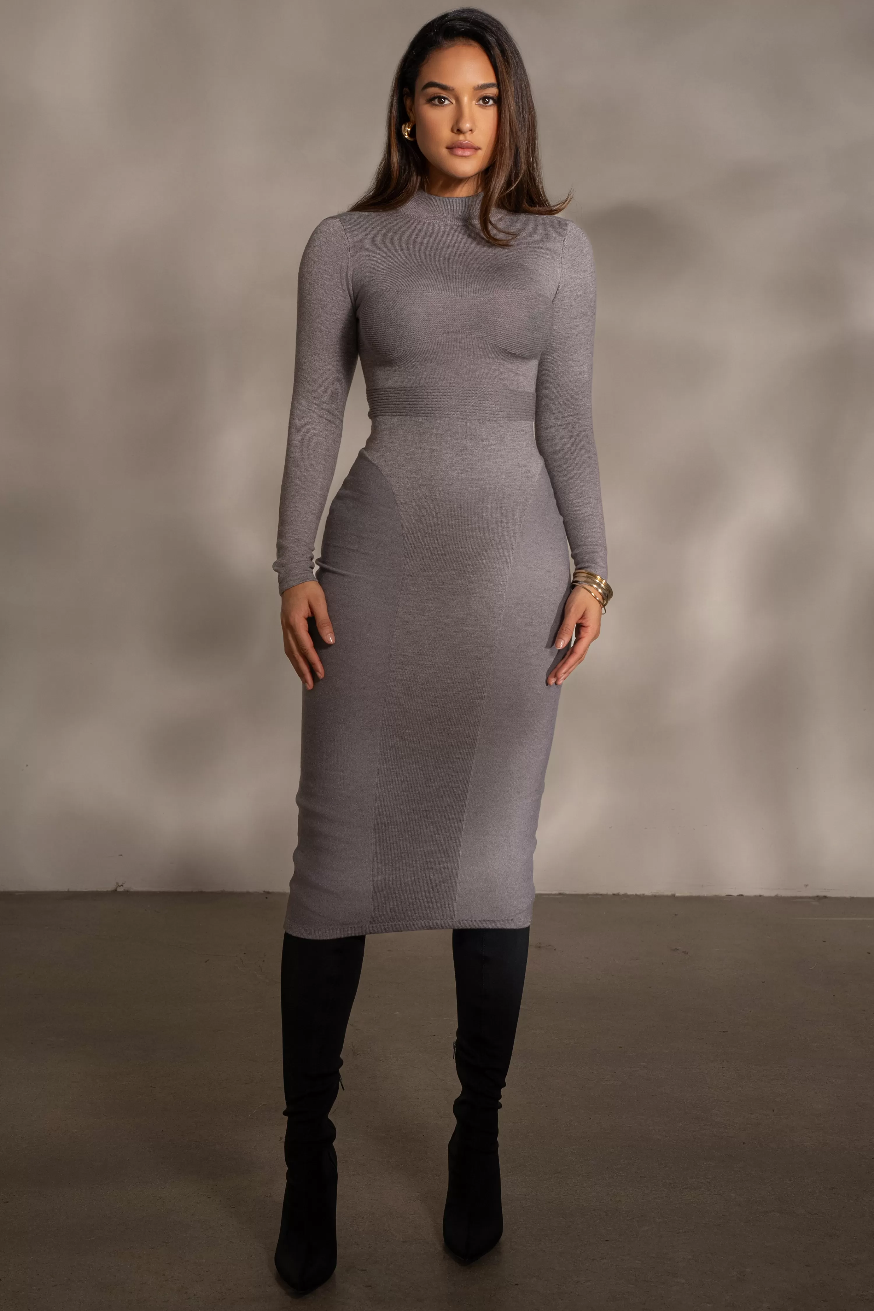 JLUXLABEL Grey Dakotah Midi Dress